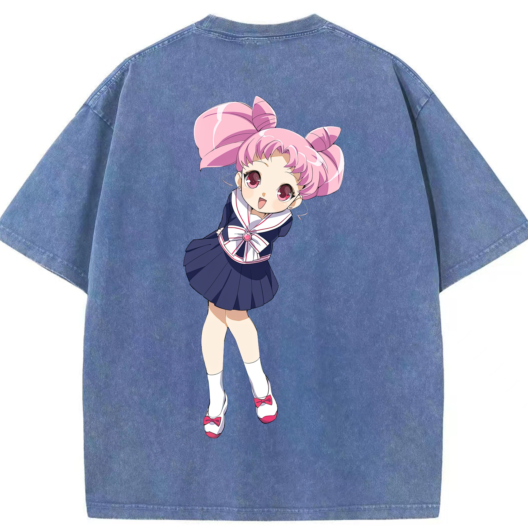 （画像用） 美少女戦士セーラームーン ちびうさ Sailor Moon Chibiusa Tsukino Usagi Small Lady Serenity 綿100% ヴィンテージ風 半袖Tシャツ（背面プリント）