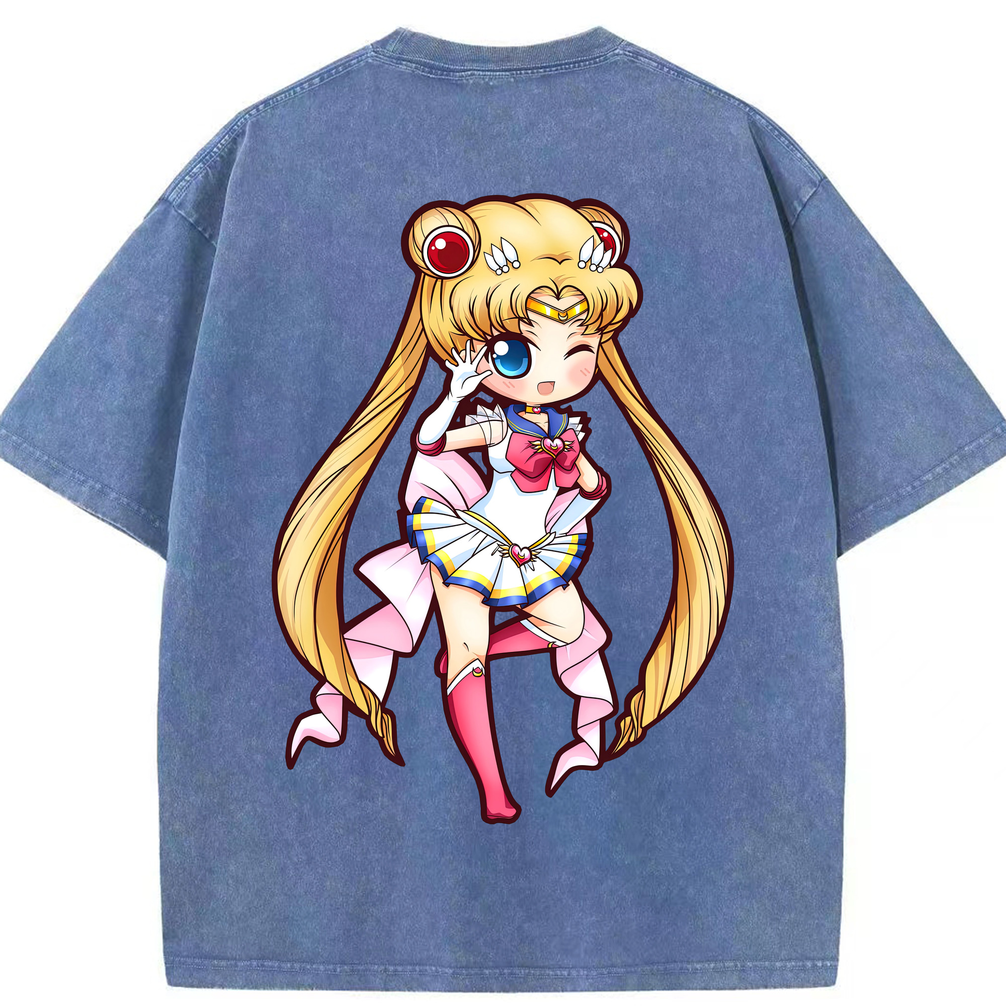 （画像用） 美少女戦士セーラームーン 月野 うさぎ つきの うさぎ Sailor Moon Tsukino Usagi 綿100% ヴィンテージ風 半袖Tシャツ（背面プリント）