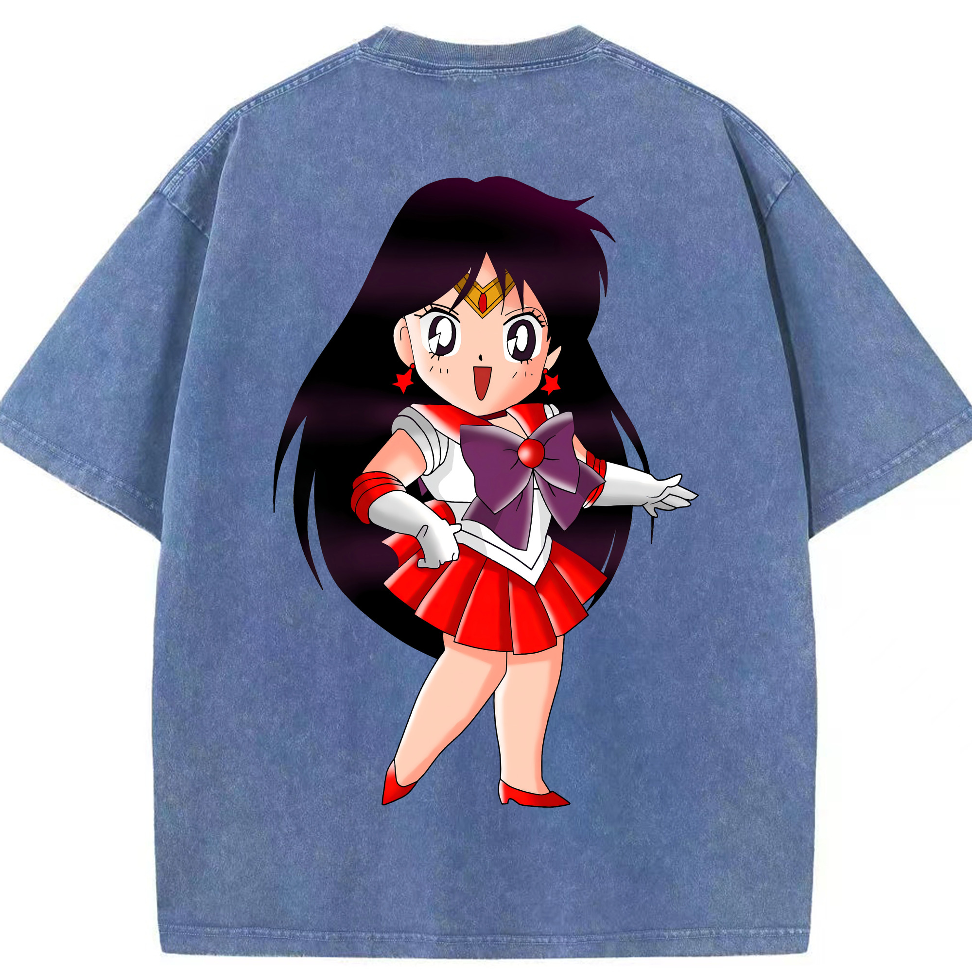 （画像用） 美少女戦士セーラームーン 火野レイ ひの レイ Sailor Moon Hino Rei （セーラーマーズ,Sailor Mars） 綿100% ヴィンテージ風 半袖Tシャツ（背面プリント）