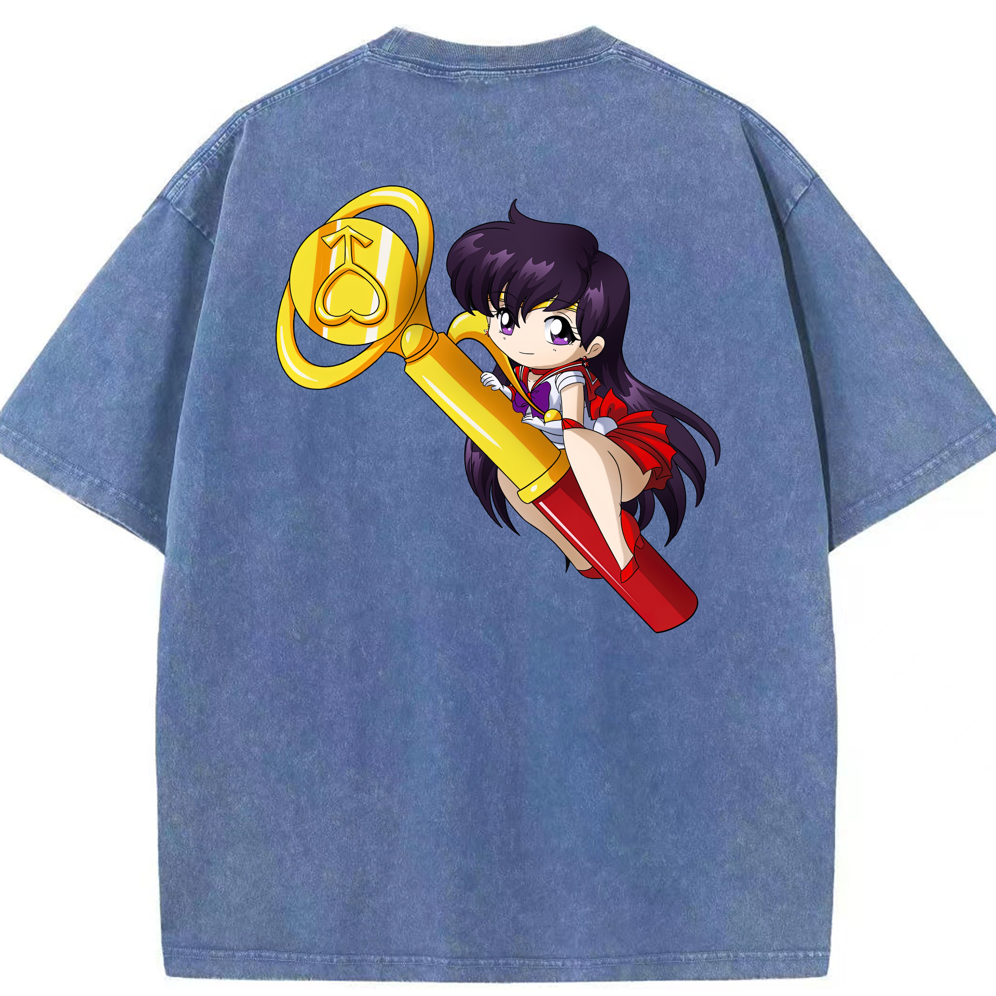 （画像用） 美少女戦士セーラームーン 火野レイ ひの レイ Sailor Moon Hino Rei （セーラーマーズ,Sailor Mars） 綿100% ヴィンテージ風 半袖Tシャツ（背面プリント）