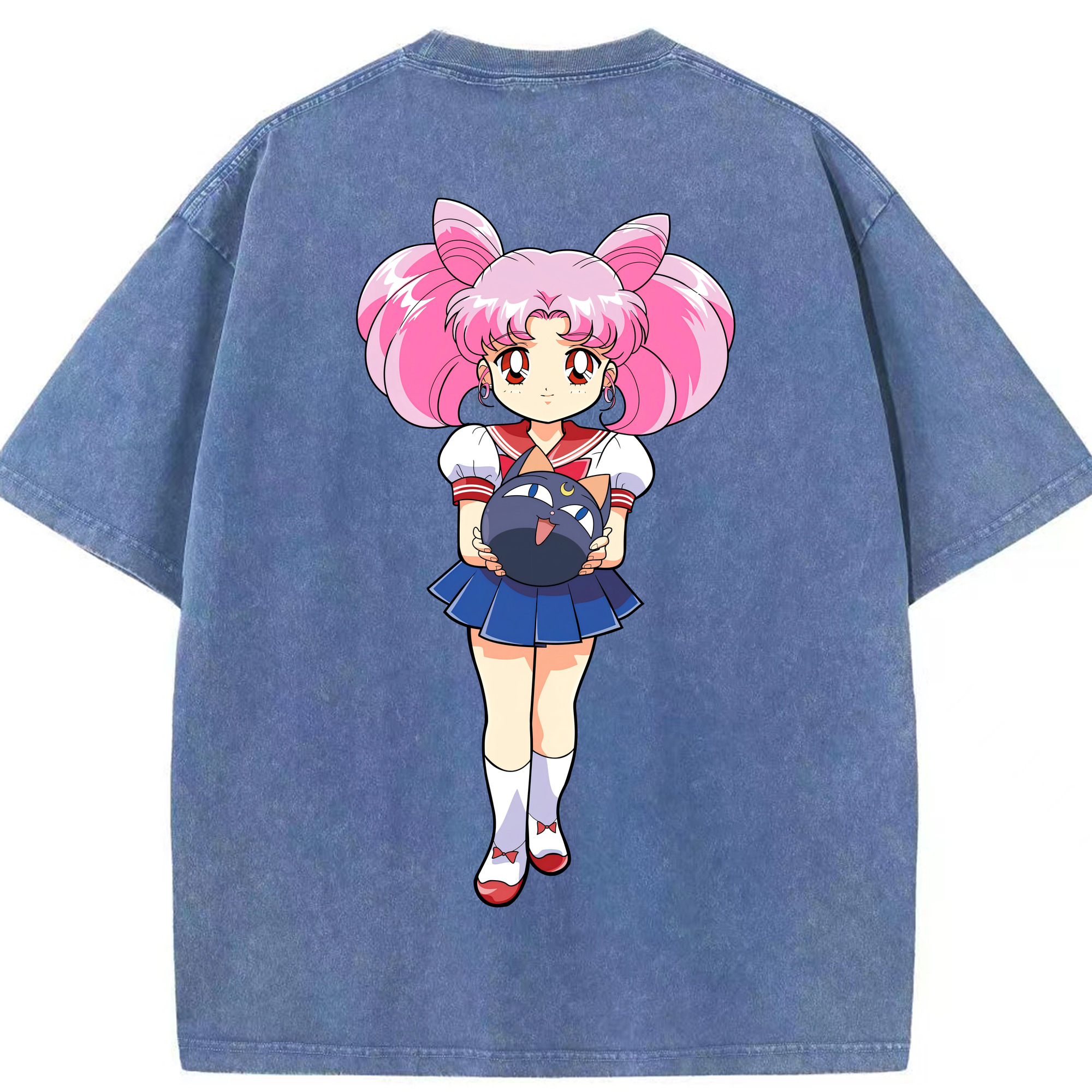 （画像用） 美少女戦士セーラームーン ちびうさ Sailor Moon Chibiusa Tsukino Usagi Small Lady Serenity 綿100% ヴィンテージ風 半袖Tシャツ（背面プリント）