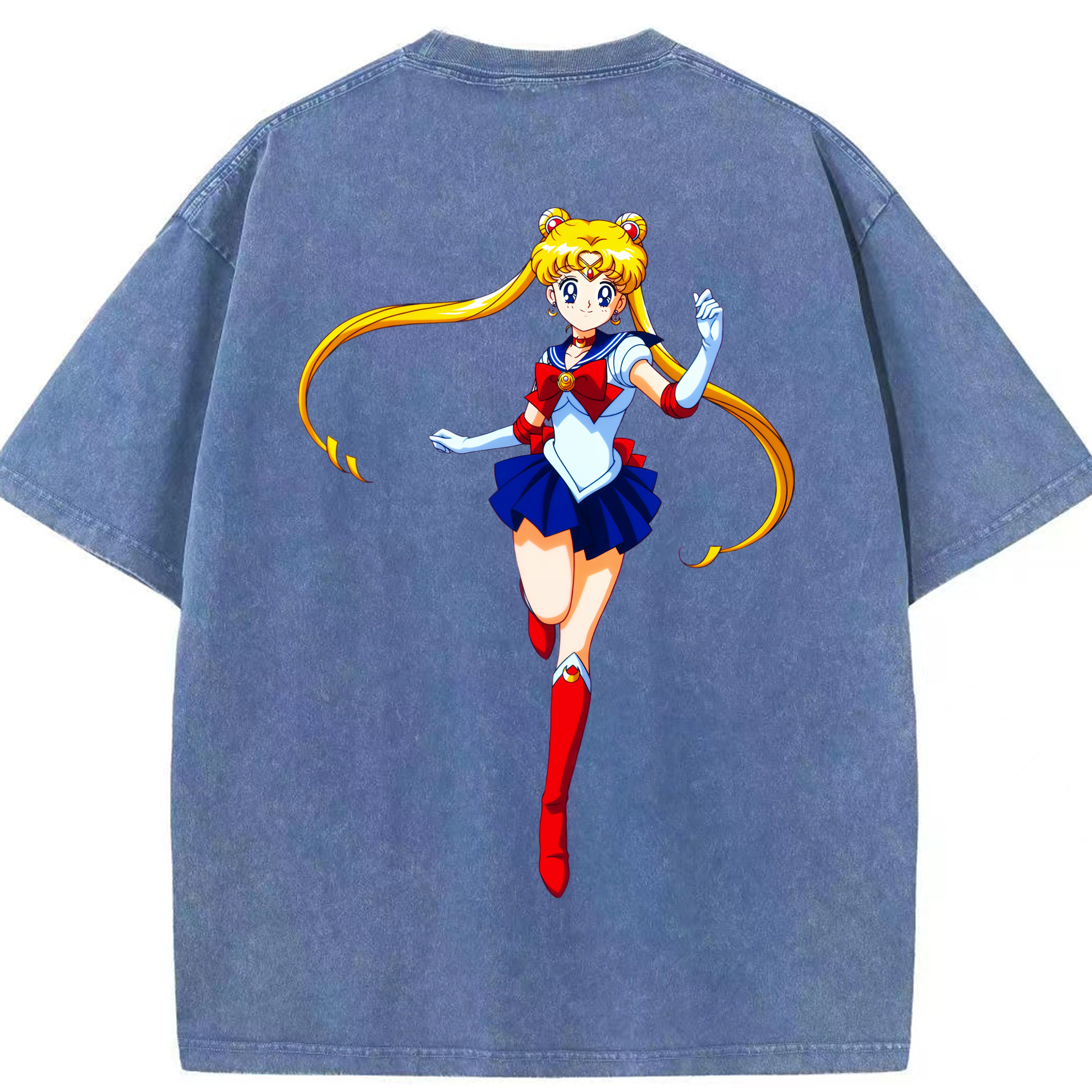 （画像用） 美少女戦士セーラームーン 月野 うさぎ つきの うさぎ Sailor Moon Tsukino Usagi 綿100% ヴィンテージ風 半袖Tシャツ（背面プリント）