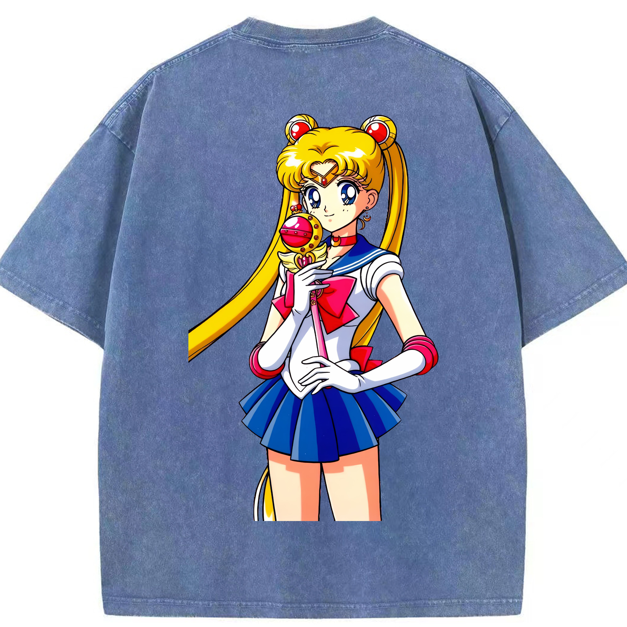 （画像用） 美少女戦士セーラームーン 月野 うさぎ つきの うさぎ Sailor Moon Tsukino Usagi 綿100% ヴィンテージ風 半袖Tシャツ（背面プリント）