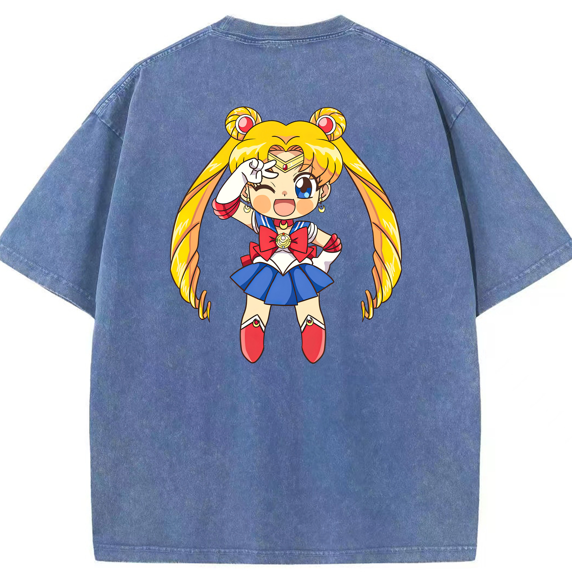 （画像用） 美少女戦士セーラームーン 月野 うさぎ つきの うさぎ Sailor Moon Tsukino Usagi 綿100% ヴィンテージ風 半袖Tシャツ（背面プリント）