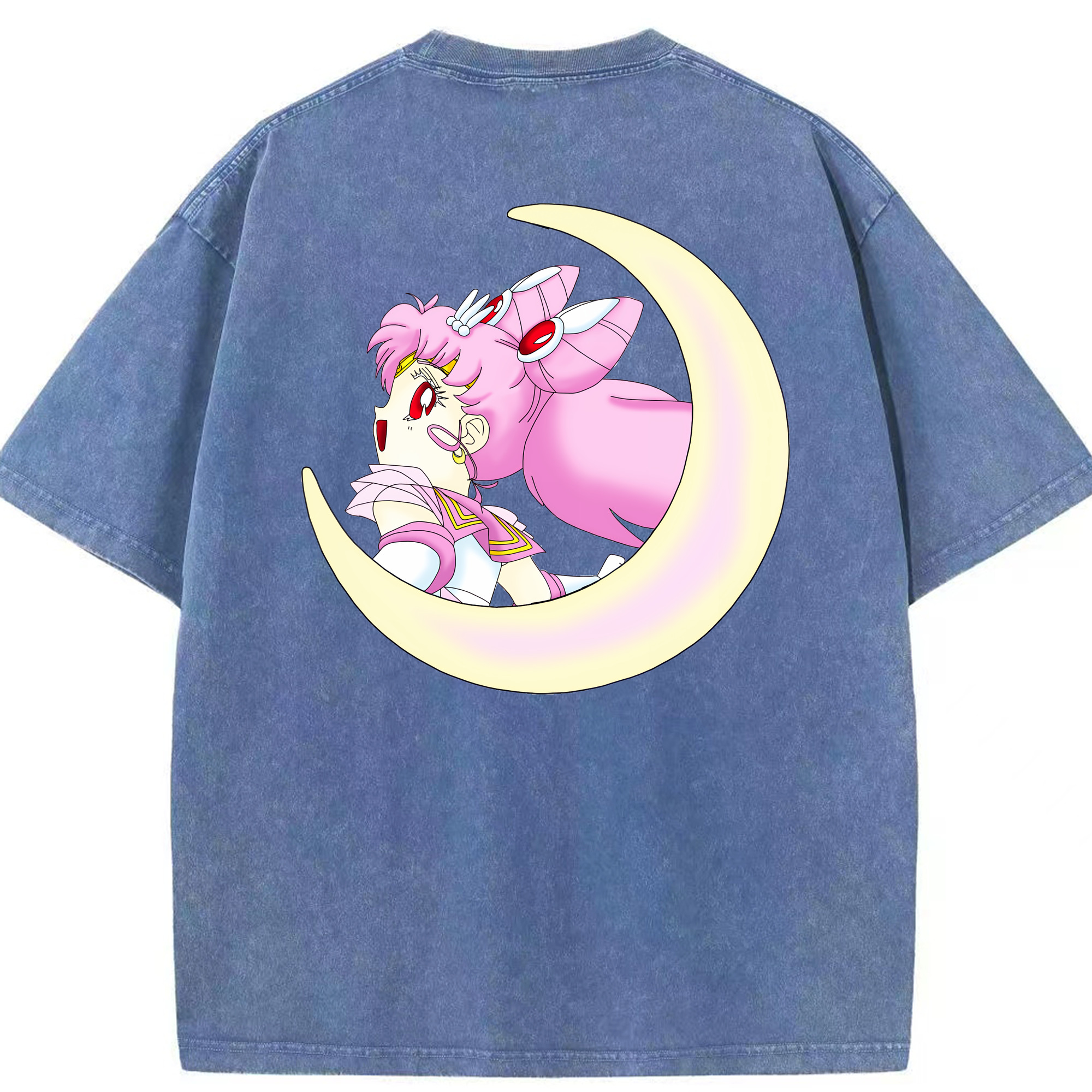 （画像用） 美少女戦士セーラームーン ちびうさ Sailor Moon Chibiusa Tsukino Usagi Small Lady Serenity 綿100% ヴィンテージ風 半袖Tシャツ（背面プリント）