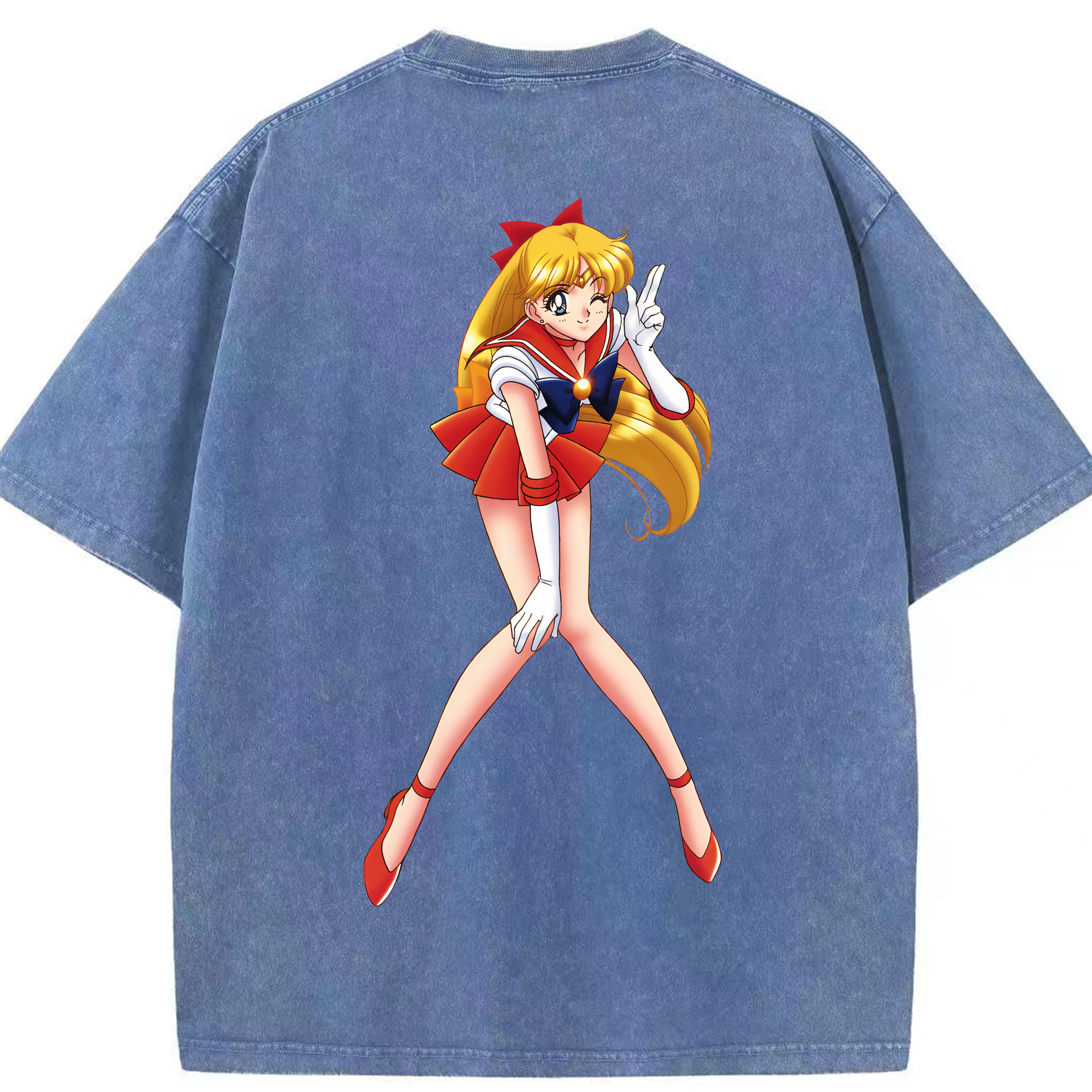 （画像用） 美少女戦士セーラームーン 愛野 美奈子 あいの みなこ Sailor Moon Aino Minako 綿100% ヴィンテージ風 半袖Tシャツ（背面プリント）