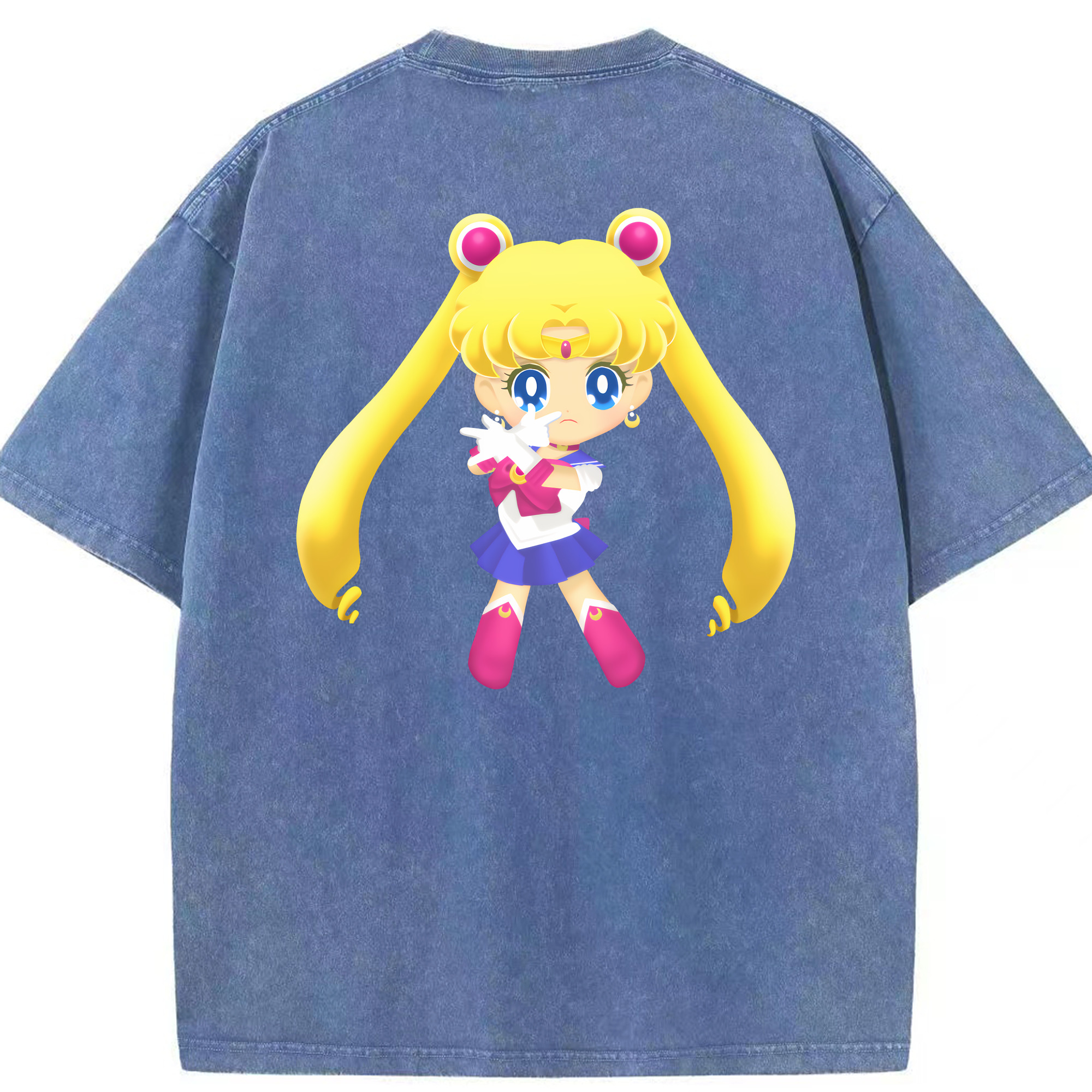 （画像用） 美少女戦士セーラームーン 月野 うさぎ つきの うさぎ Sailor Moon Tsukino Usagi 綿100% ヴィンテージ風 半袖Tシャツ（背面プリント）