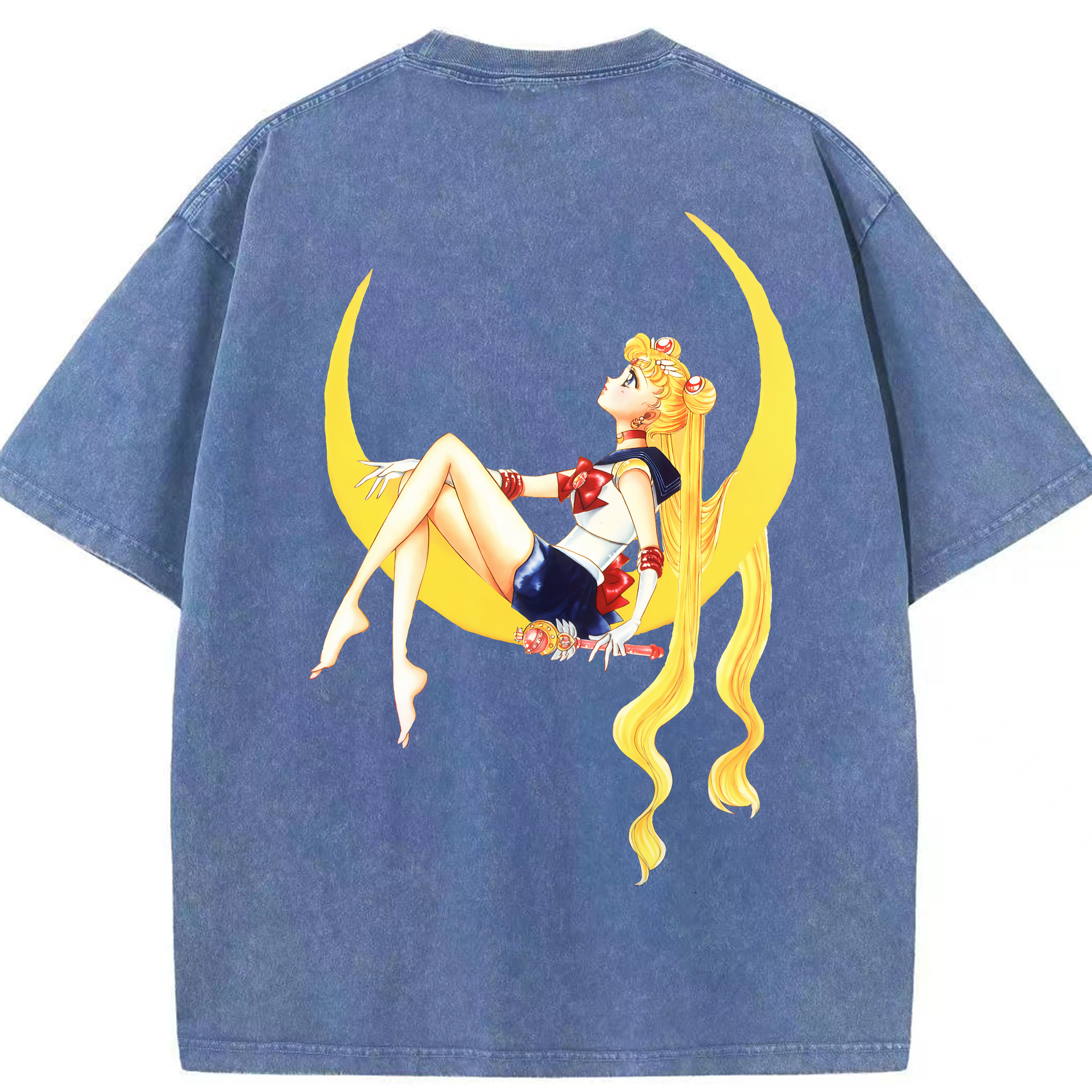 （画像用） 美少女戦士セーラームーン 月野 うさぎ つきの うさぎ Sailor Moon Tsukino Usagi 綿100% ヴィンテージ風 半袖Tシャツ（背面プリント）