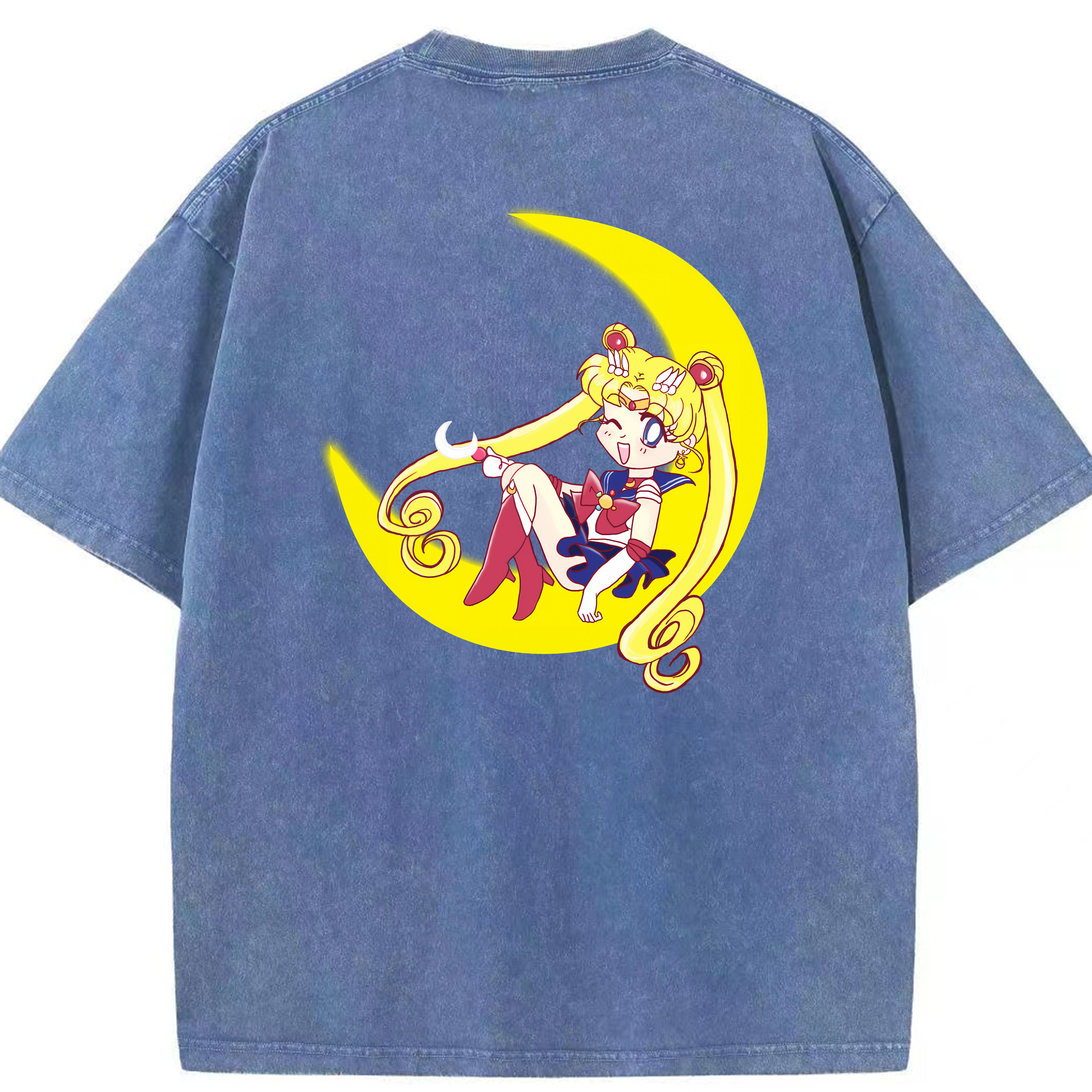 （画像用） 美少女戦士セーラームーン 月野 うさぎ つきの うさぎ Sailor Moon Tsukino Usagi 綿100% ヴィンテージ風 半袖Tシャツ（背面プリント）
