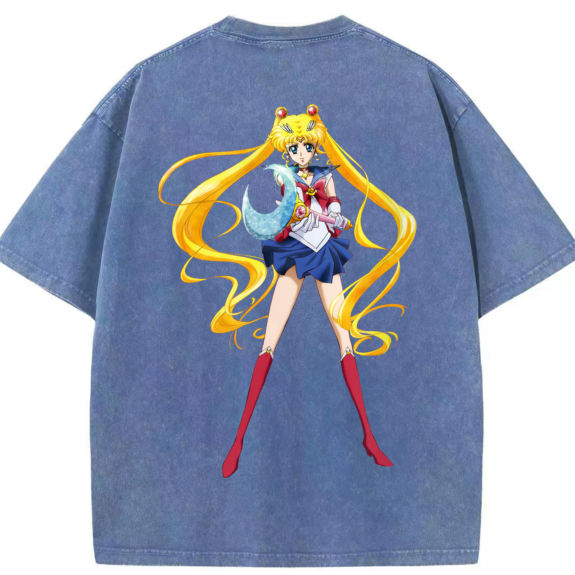 （画像用） 美少女戦士セーラームーン 月野 うさぎ つきの うさぎ Sailor Moon Tsukino Usagi 綿100% ヴィンテージ風 半袖Tシャツ（背面プリント）