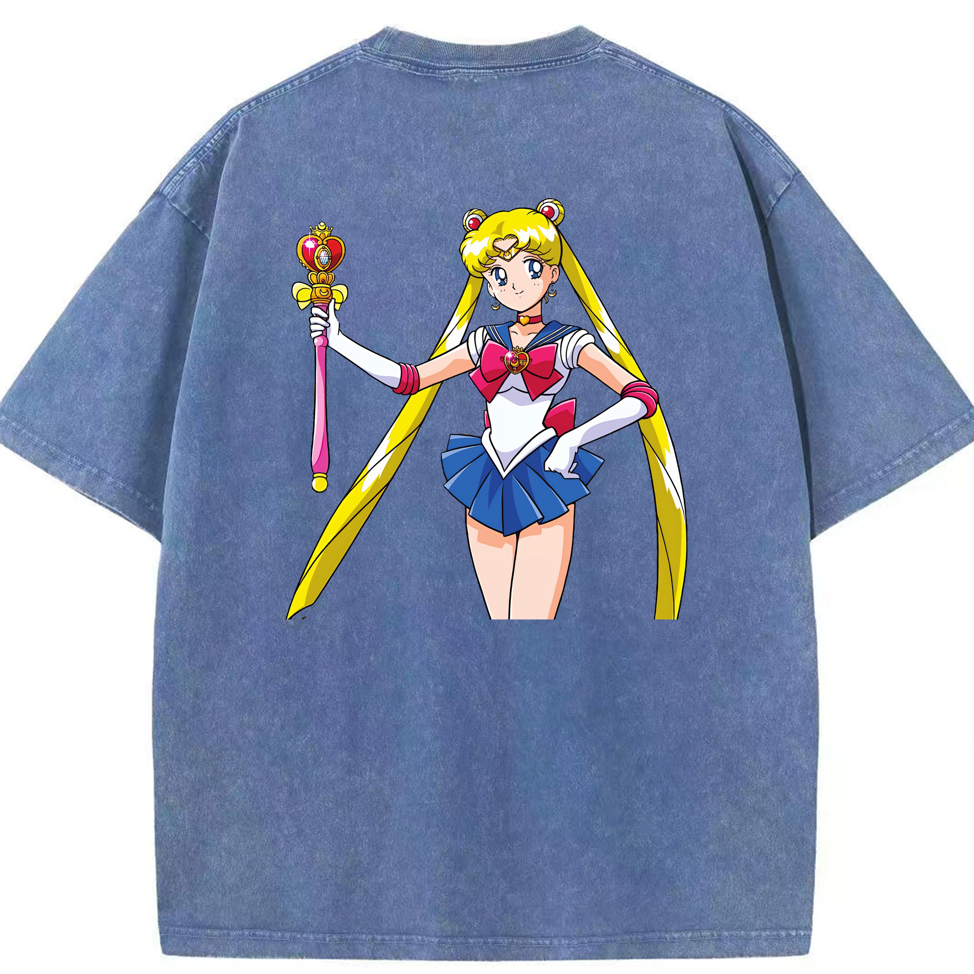 （画像用） 美少女戦士セーラームーン 月野 うさぎ つきの うさぎ Sailor Moon Tsukino Usagi 綿100% ヴィンテージ風 半袖Tシャツ（背面プリント）