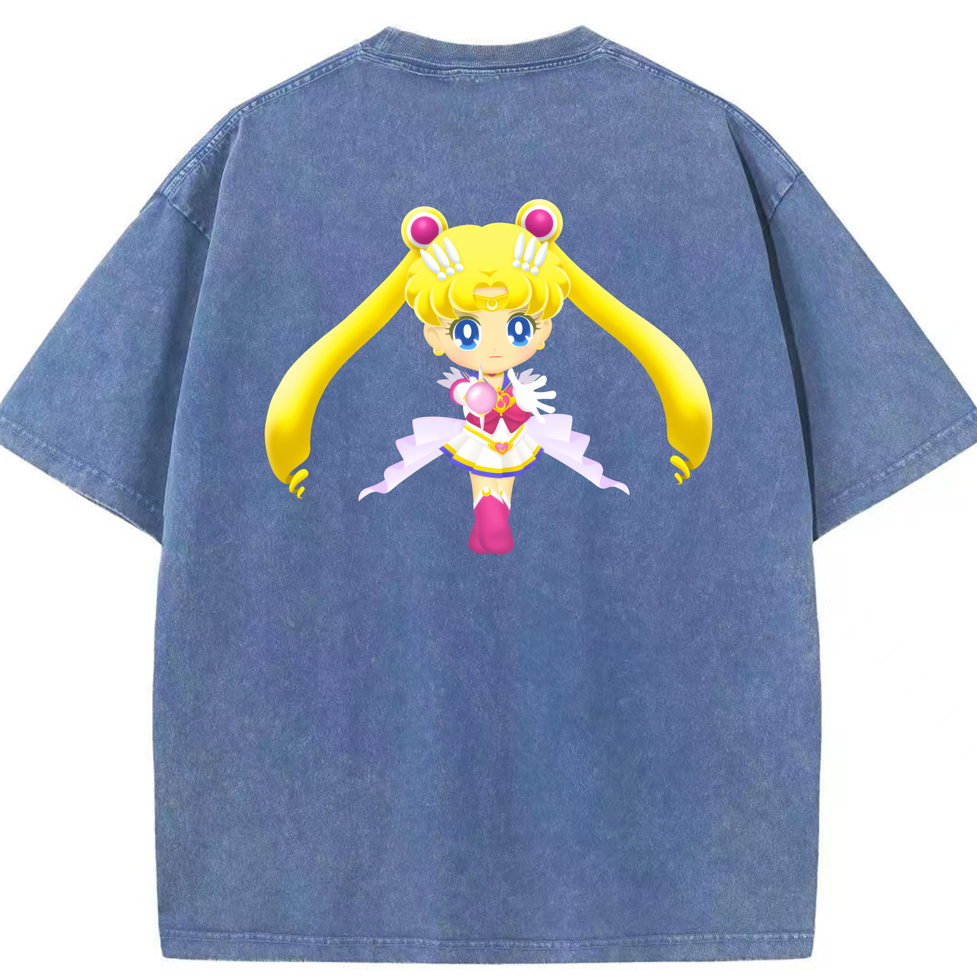 （画像用） 美少女戦士セーラームーン 月野 うさぎ つきの うさぎ Sailor Moon Tsukino Usagi 綿100% ヴィンテージ風 半袖Tシャツ（背面プリント）