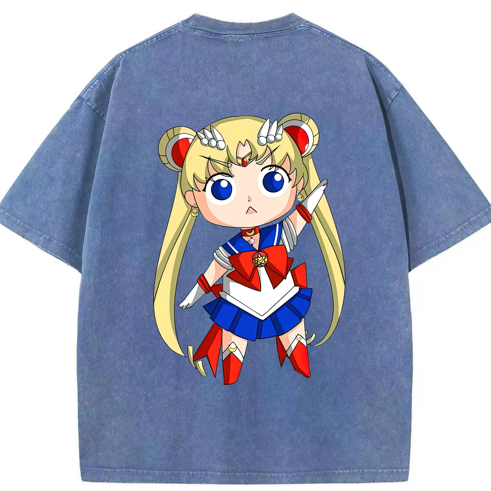 （画像用） 美少女戦士セーラームーン 月野 うさぎ つきの うさぎ Sailor Moon Tsukino Usagi 綿100% ヴィンテージ風 半袖Tシャツ（背面プリント）
