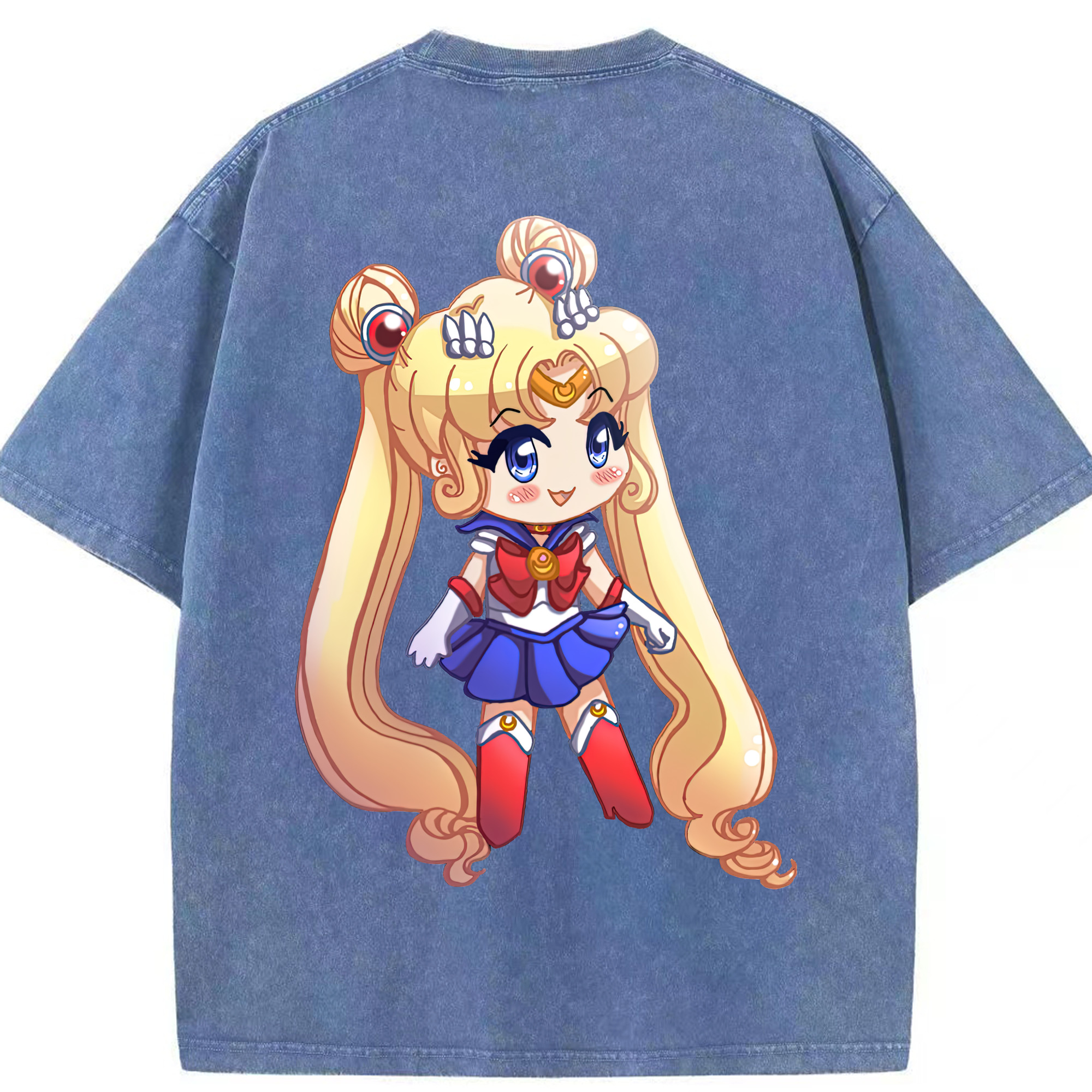 （画像用） 美少女戦士セーラームーン 月野 うさぎ つきの うさぎ Sailor Moon Tsukino Usagi 綿100% ヴィンテージ風 半袖Tシャツ（背面プリント）