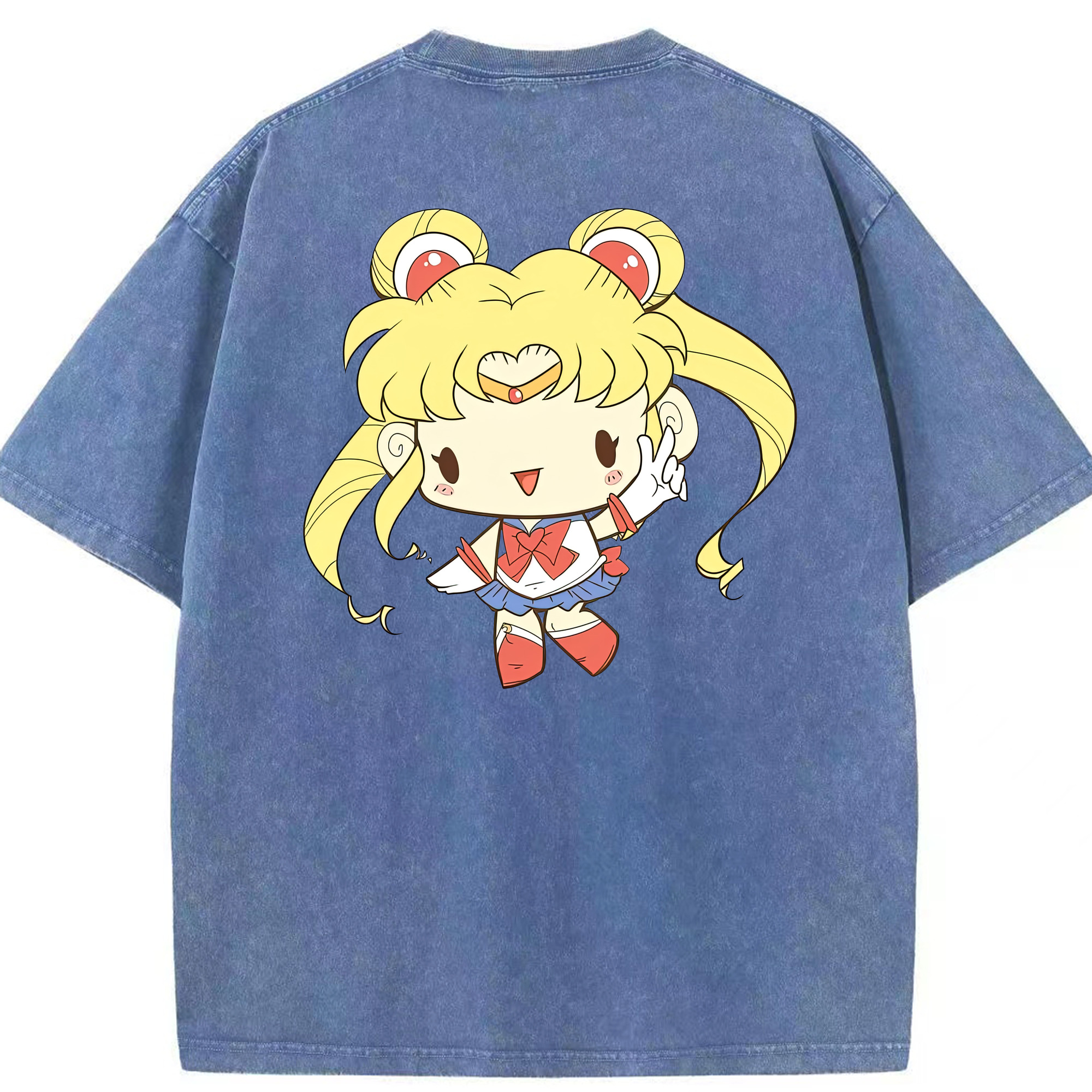 （画像用） 美少女戦士セーラームーン 月野 うさぎ つきの うさぎ Sailor Moon Tsukino Usagi 綿100% ヴィンテージ風 半袖Tシャツ（背面プリント）