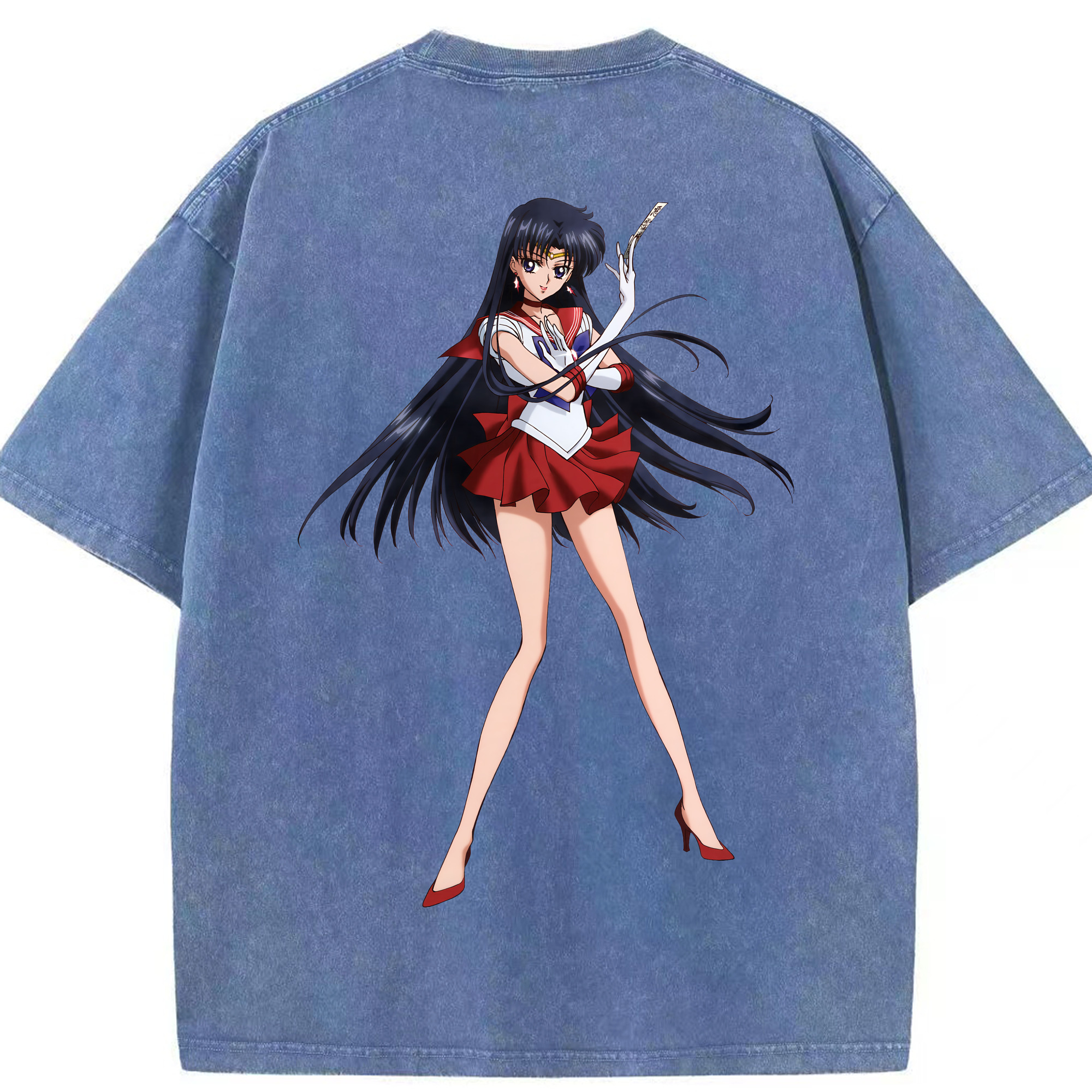 （画像用） 美少女戦士セーラームーン 火野レイ ひの レイ Sailor Moon Hino Rei （セーラーマーズ,Sailor Mars） 綿100% ヴィンテージ風 半袖Tシャツ（背面プリント）
