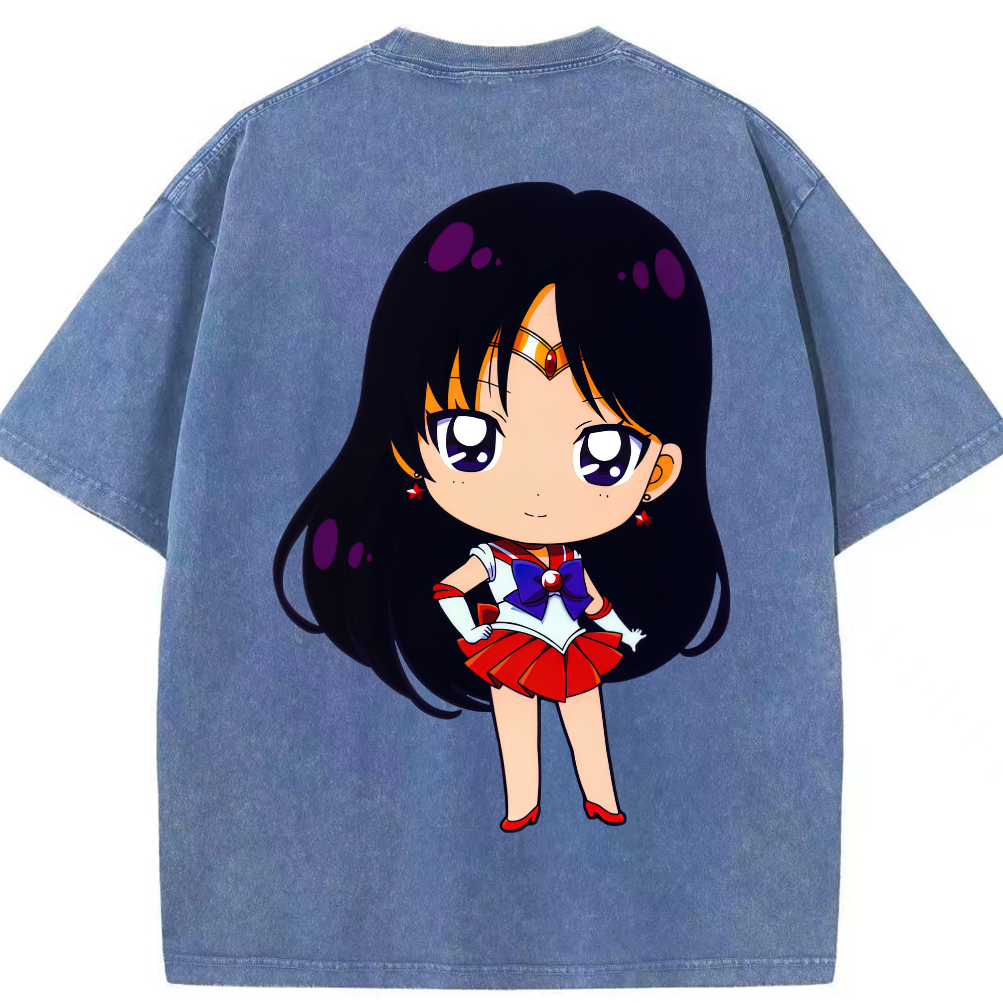 （画像用） 美少女戦士セーラームーン 火野レイ ひの レイ Sailor Moon Hino Rei （セーラーマーズ,Sailor Mars） 綿100% ヴィンテージ風 半袖Tシャツ（背面プリント）