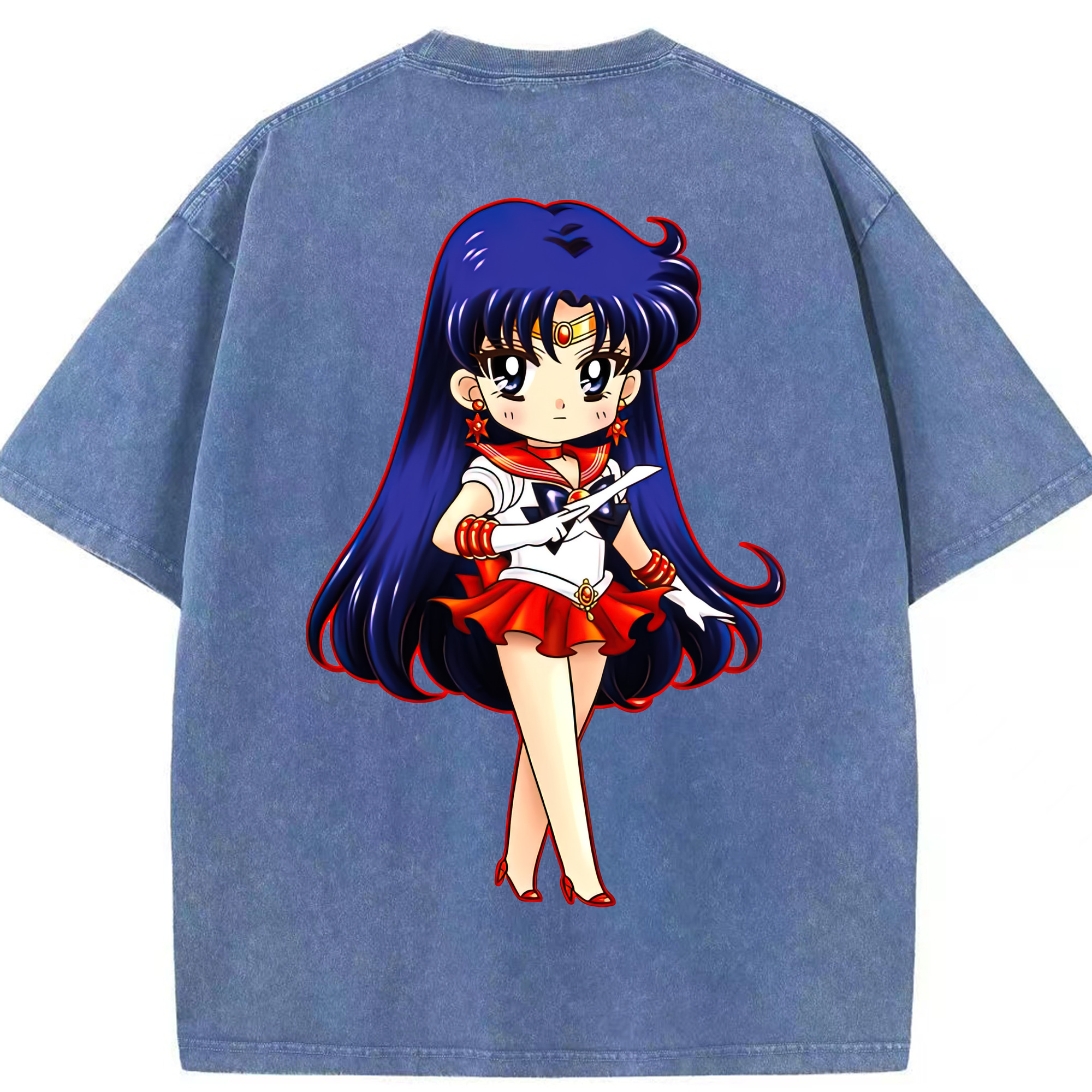 （画像用） 美少女戦士セーラームーン 火野レイ ひの レイ Sailor Moon Hino Rei （セーラーマーズ,Sailor Mars） 綿100% ヴィンテージ風 半袖Tシャツ（背面プリント）