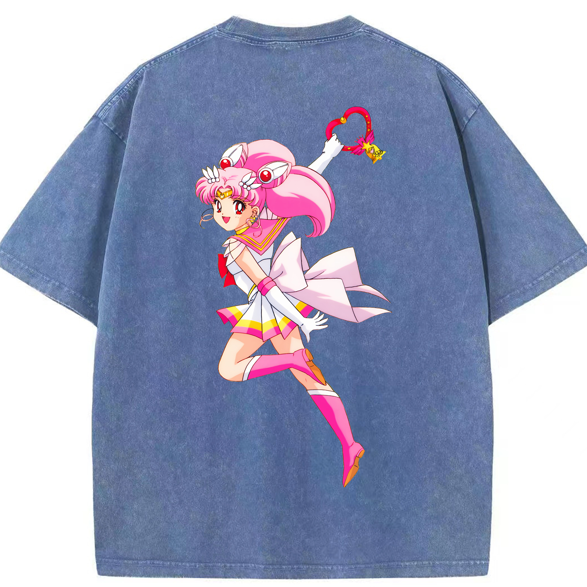 （画像用） 美少女戦士セーラームーン ちびうさ Sailor Moon Chibiusa Tsukino Usagi Small Lady Serenity 綿100% ヴィンテージ風 半袖Tシャツ（背面プリント）