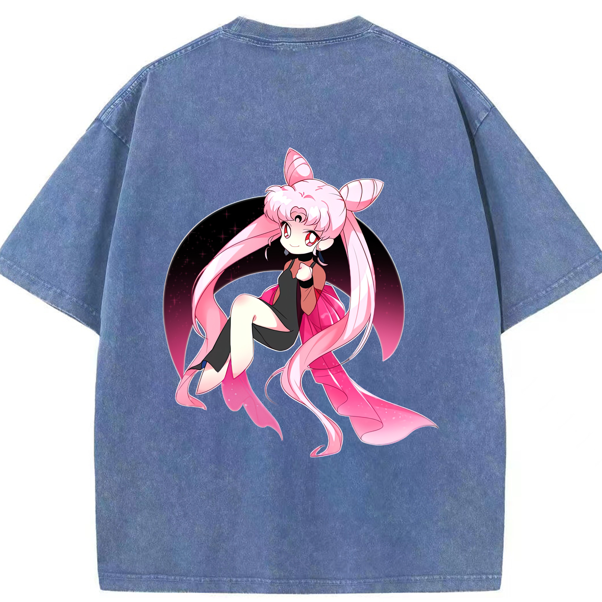 （画像用） 美少女戦士セーラームーン ちびうさ Sailor Moon Chibiusa Tsukino Usagi Small Lady Serenity 綿100% ヴィンテージ風 半袖Tシャツ（背面プリント）