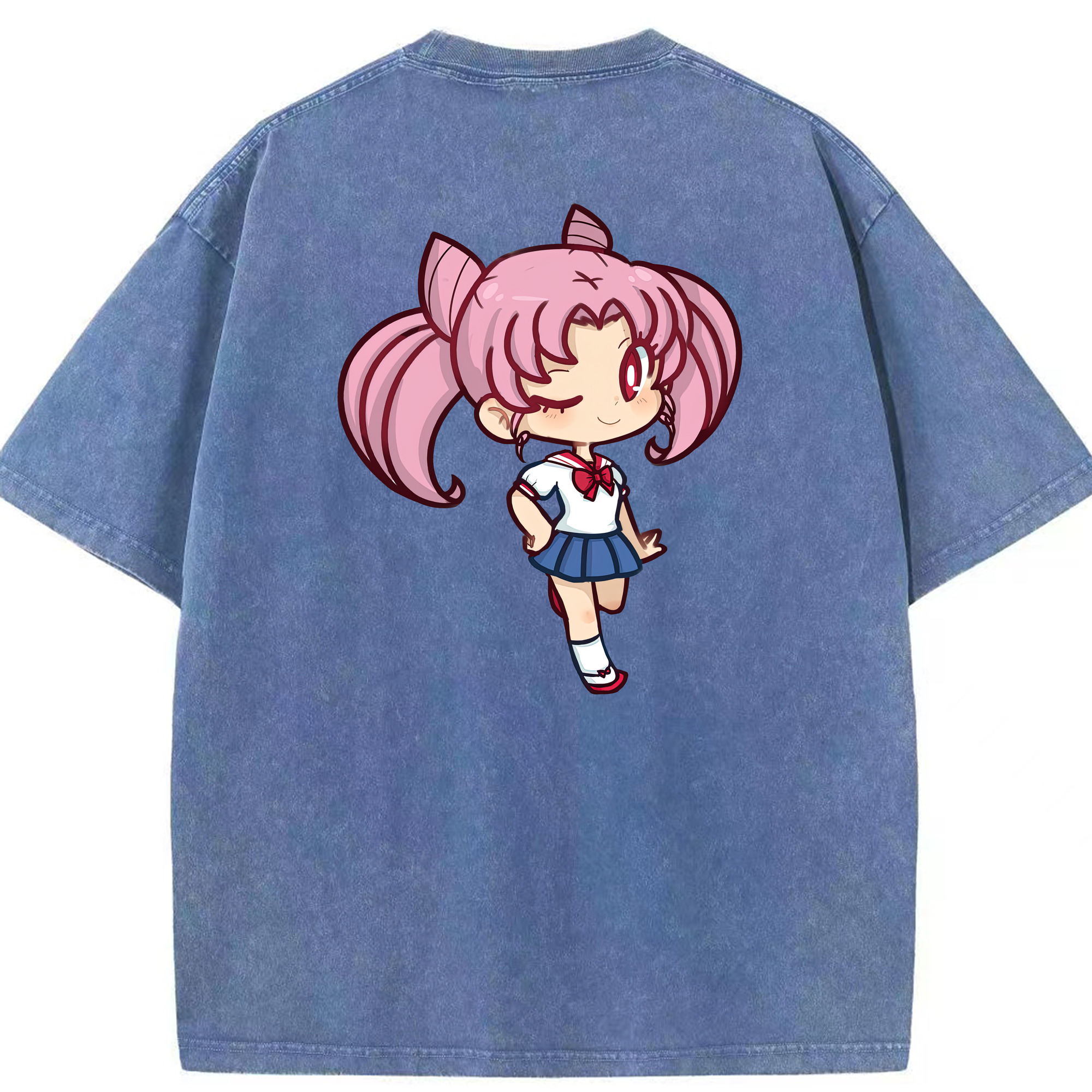 （画像用） 美少女戦士セーラームーン ちびうさ Sailor Moon Chibiusa Tsukino Usagi Small Lady Serenity 綿100% ヴィンテージ風 半袖Tシャツ（背面プリント）