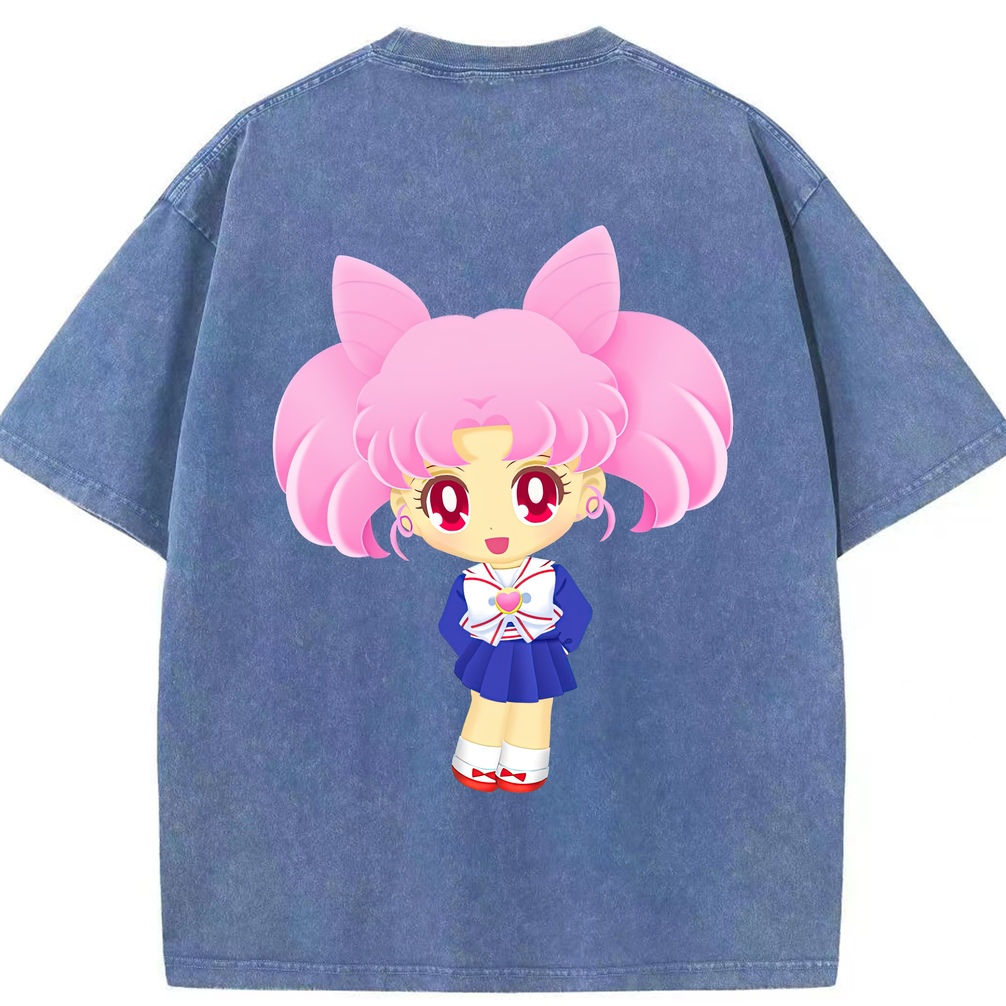 （画像用） 美少女戦士セーラームーン ちびうさ Sailor Moon Chibiusa Tsukino Usagi Small Lady Serenity 綿100% ヴィンテージ風 半袖Tシャツ（背面プリント）