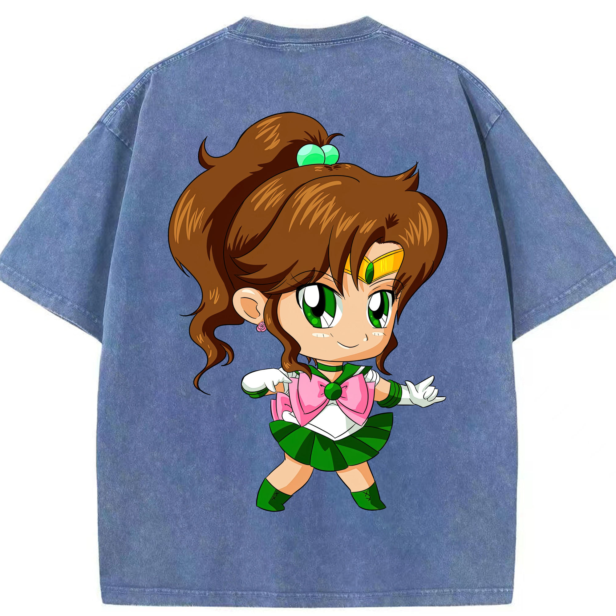 （画像用） 美少女戦士セーラームーン 木野 まこと きの まこと Sailor Moon Kino Makoto （セーラージュピター；Sailor Jupiter） 綿100% ヴィンテージ風 半袖Tシャツ（背面プリント）