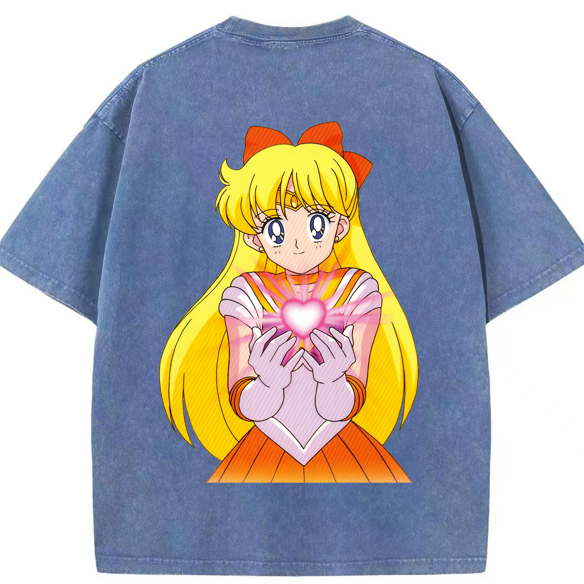 （画像用） 美少女戦士セーラームーン 愛野 美奈子 あいの みなこ Sailor Moon Aino Minako 綿100% ヴィンテージ風 半袖Tシャツ（背面プリント）