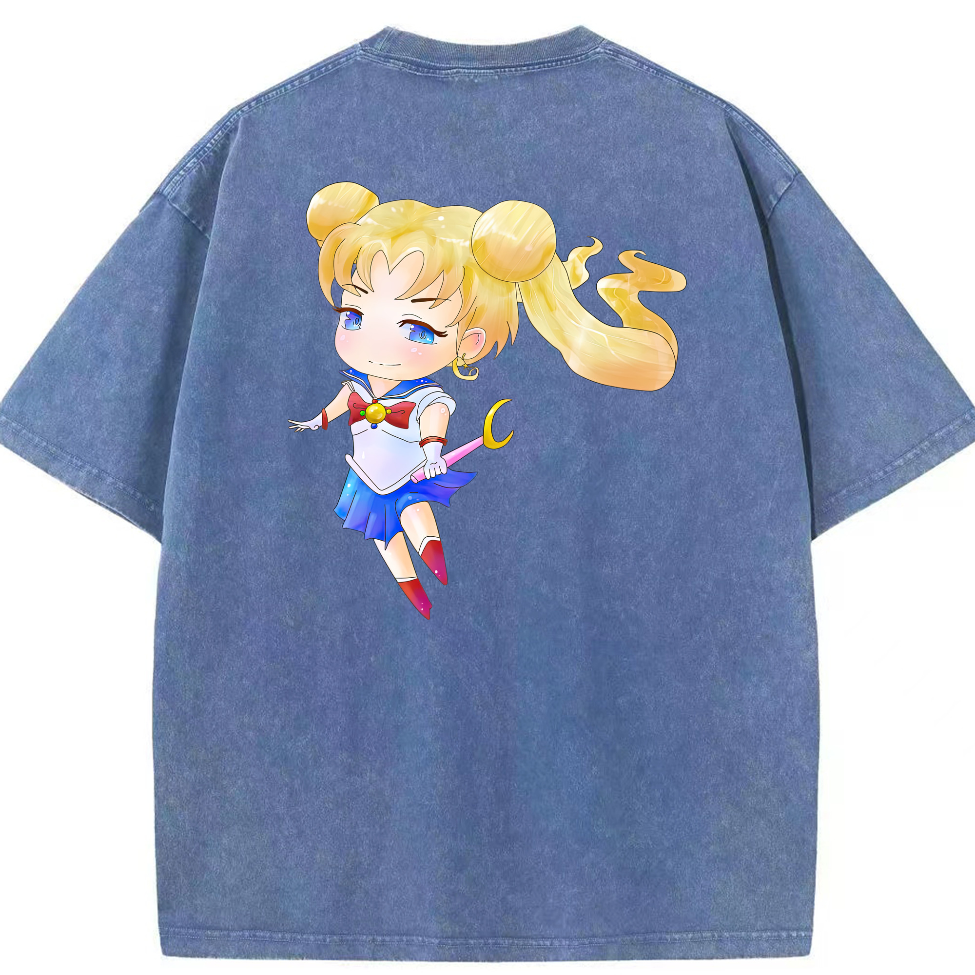 （画像用） 美少女戦士セーラームーン 愛野 美奈子 あいの みなこ Sailor Moon Aino Minako 綿100% ヴィンテージ風 半袖Tシャツ（背面プリント）