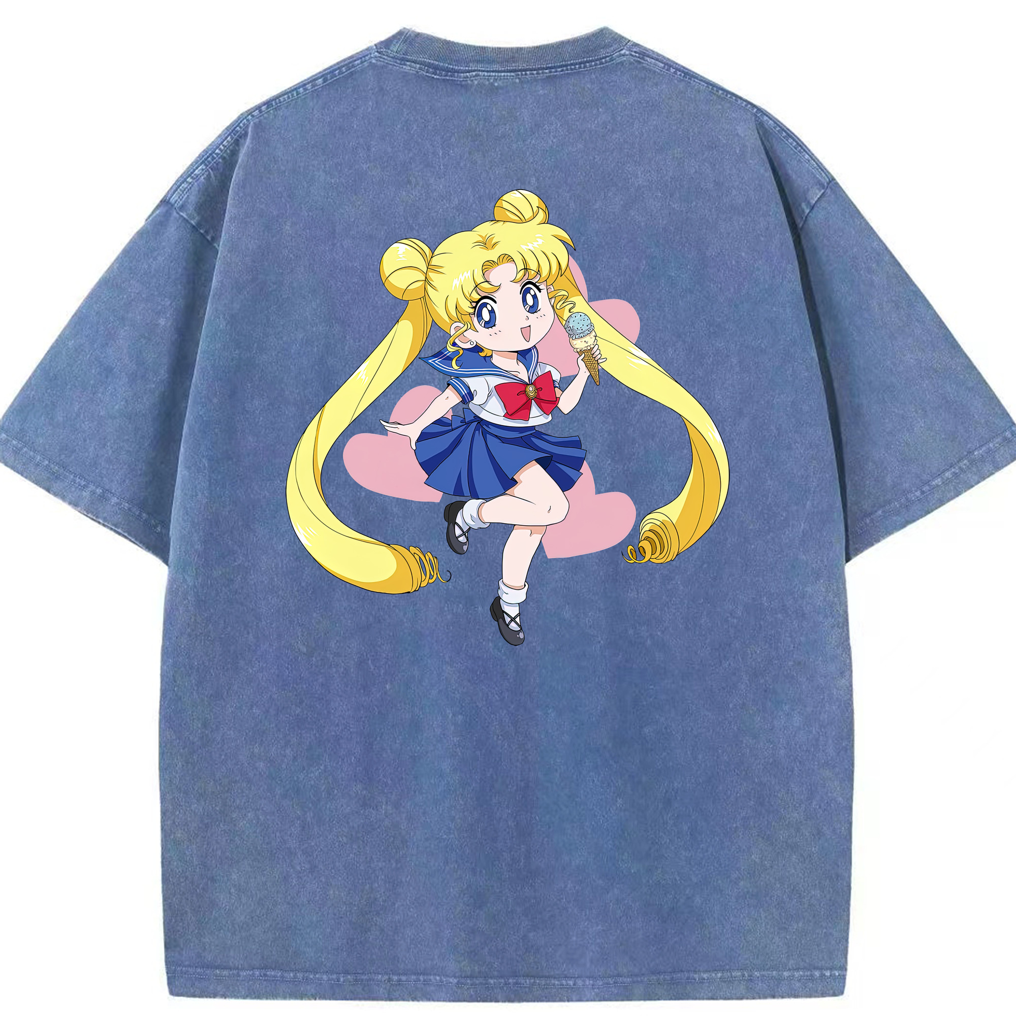 （画像用） 美少女戦士セーラームーン 愛野 美奈子 あいの みなこ Sailor Moon Aino Minako 綿100% ヴィンテージ風 半袖Tシャツ（背面プリント）