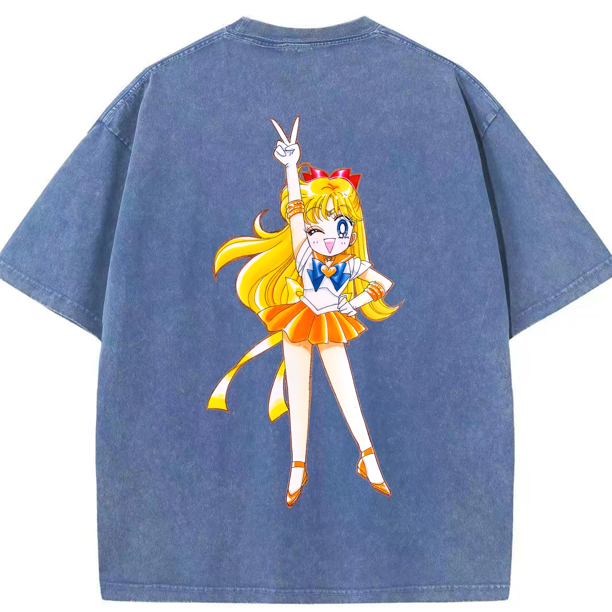 （画像用） 美少女戦士セーラームーン 愛野 美奈子 あいの みなこ Sailor Moon Aino Minako 綿100% ヴィンテージ風 半袖Tシャツ（背面プリント）