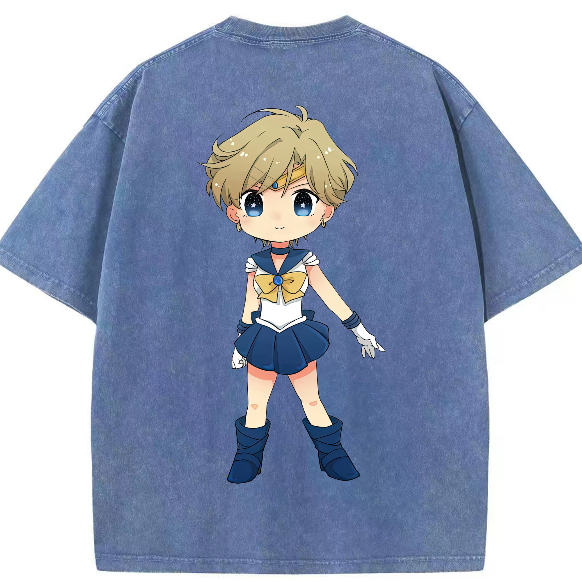 （画像用） 美少女戦士セーラームーン 天王はるか Sailor Moon Tenoh Haruka 綿100% ヴィンテージ風 半袖Tシャツ（背面プリント）