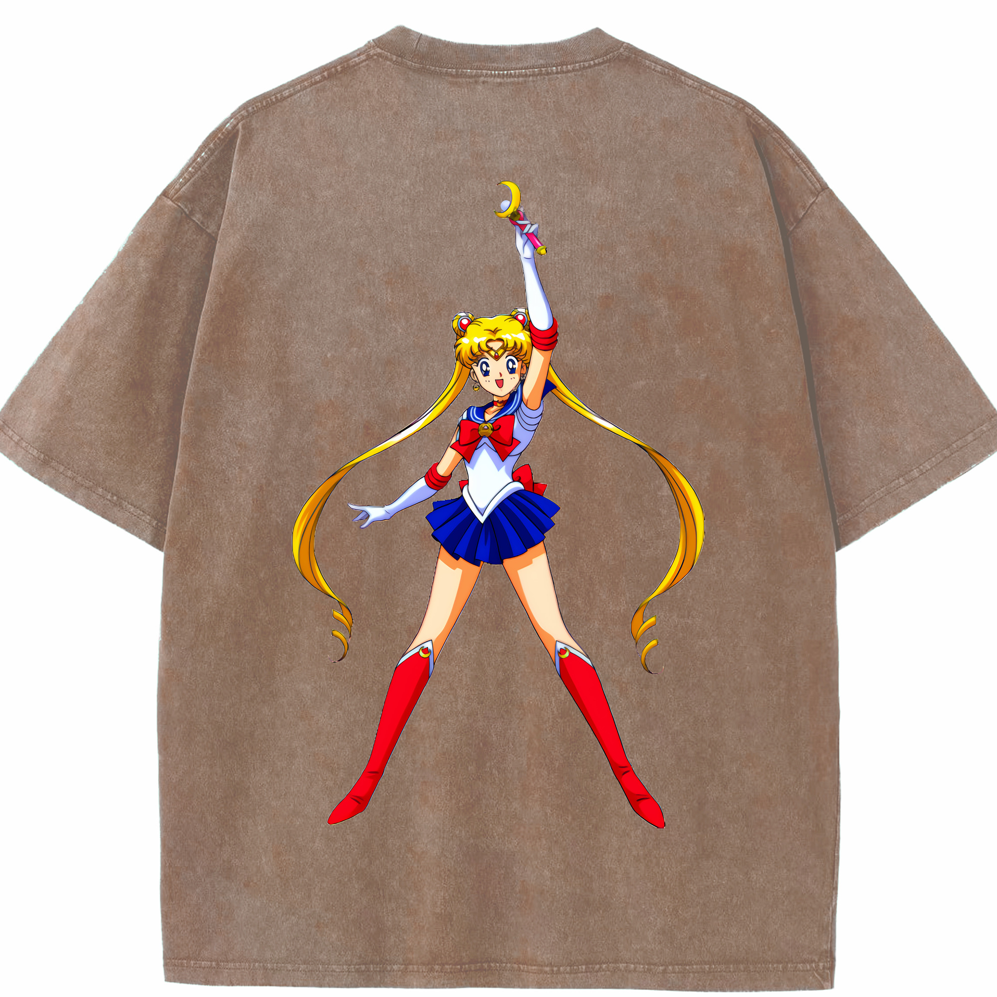 （画像用） 美少女戦士セーラームーン 月野 うさぎ つきの うさぎ Sailor Moon Tsukino Usagi 綿100% ヴィンテージ風 半袖Tシャツ（背面プリント）