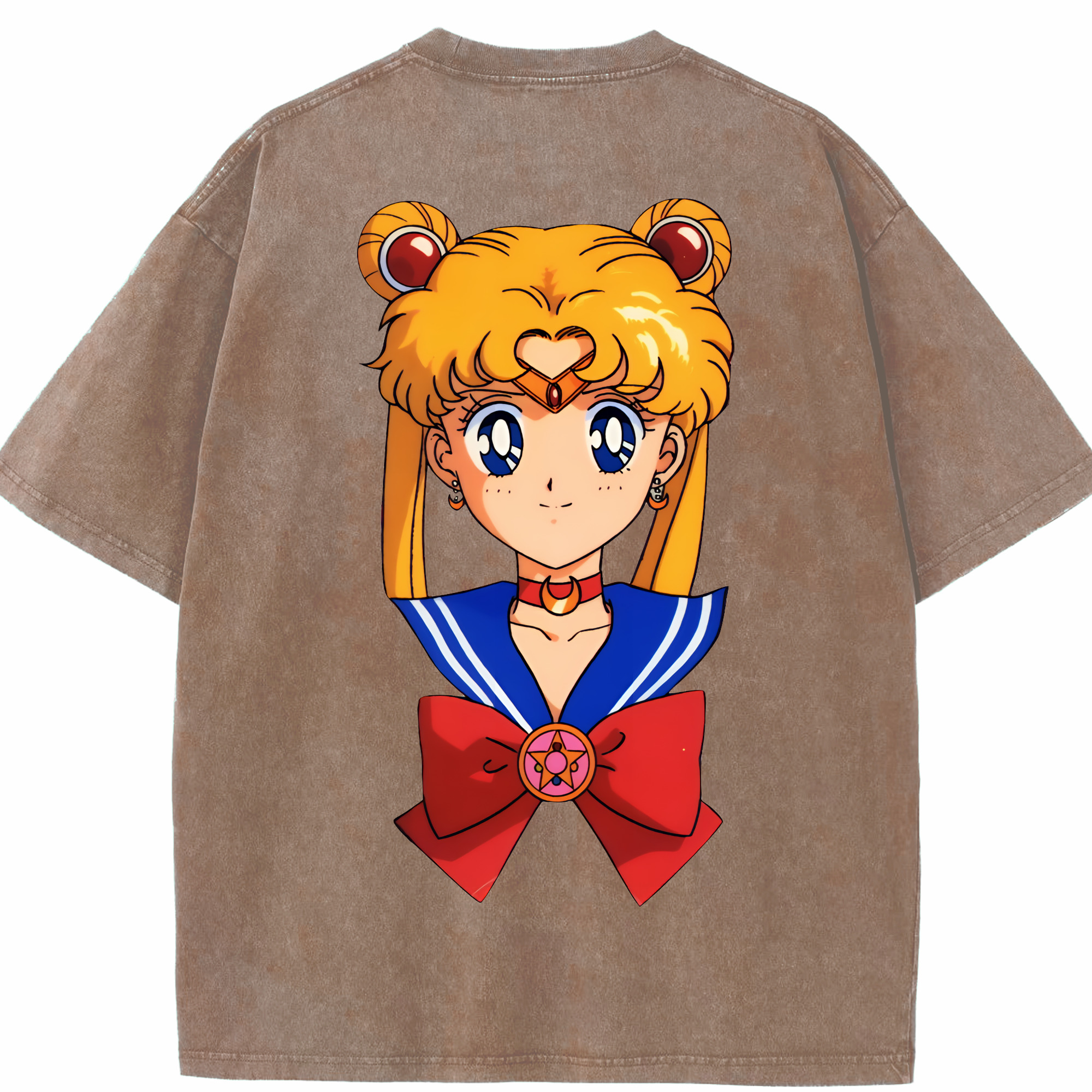 （画像用） 美少女戦士セーラームーン 月野 うさぎ つきの うさぎ Sailor Moon Tsukino Usagi 綿100% ヴィンテージ風 半袖Tシャツ（背面プリント）