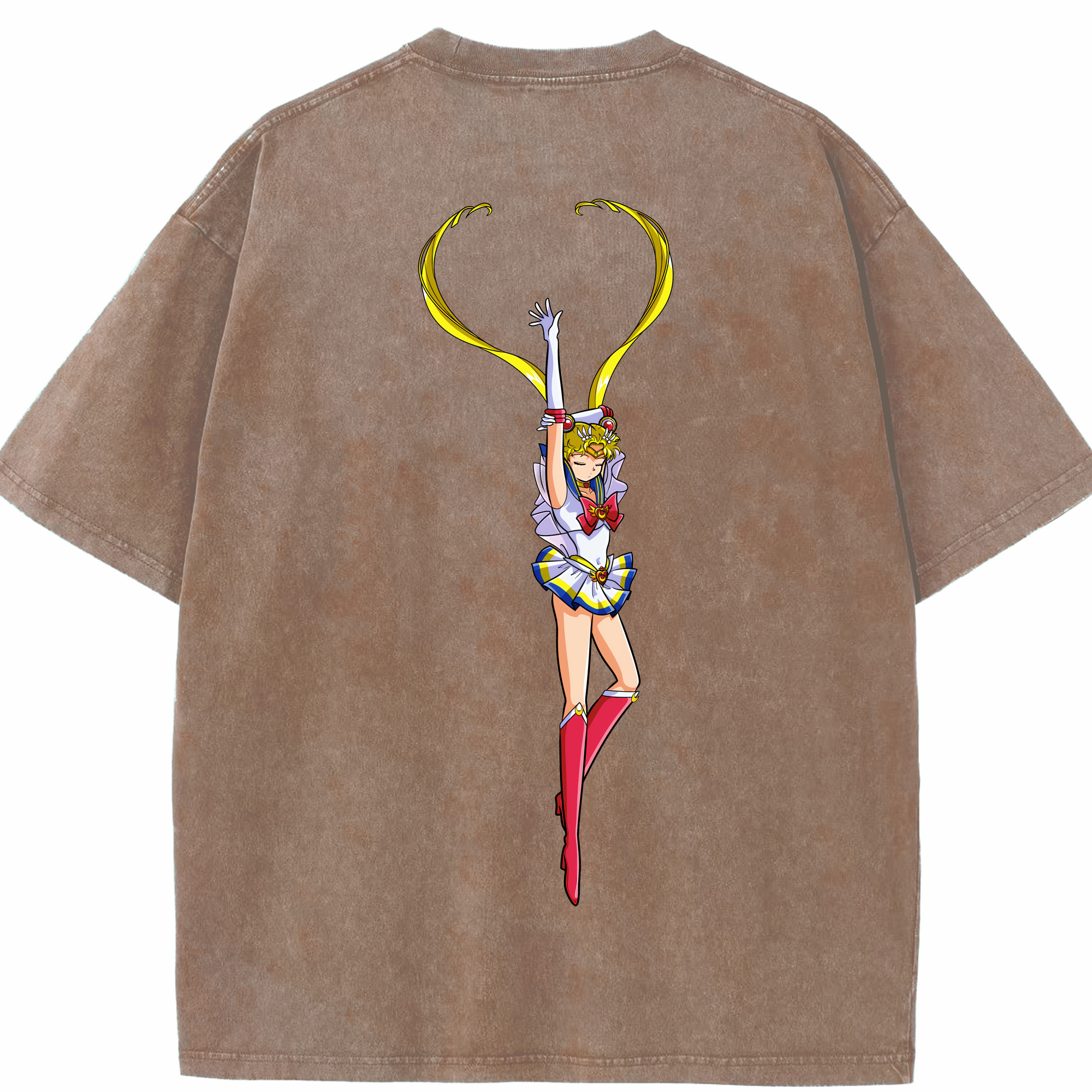 （画像用） 美少女戦士セーラームーン 月野 うさぎ つきの うさぎ Sailor Moon Tsukino Usagi 綿100% ヴィンテージ風 半袖Tシャツ（背面プリント）