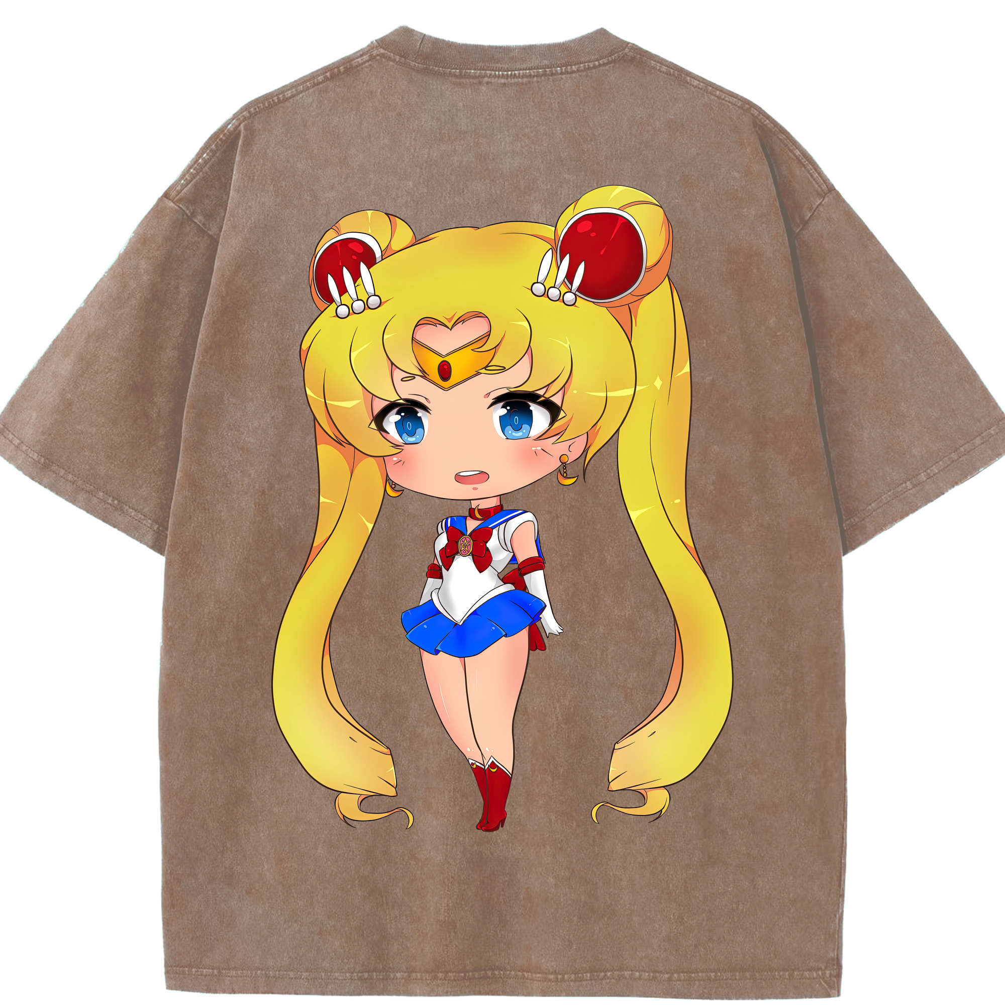 （画像用） 美少女戦士セーラームーン 月野 うさぎ つきの うさぎ Sailor Moon Tsukino Usagi 綿100% ヴィンテージ風 半袖Tシャツ（背面プリント）