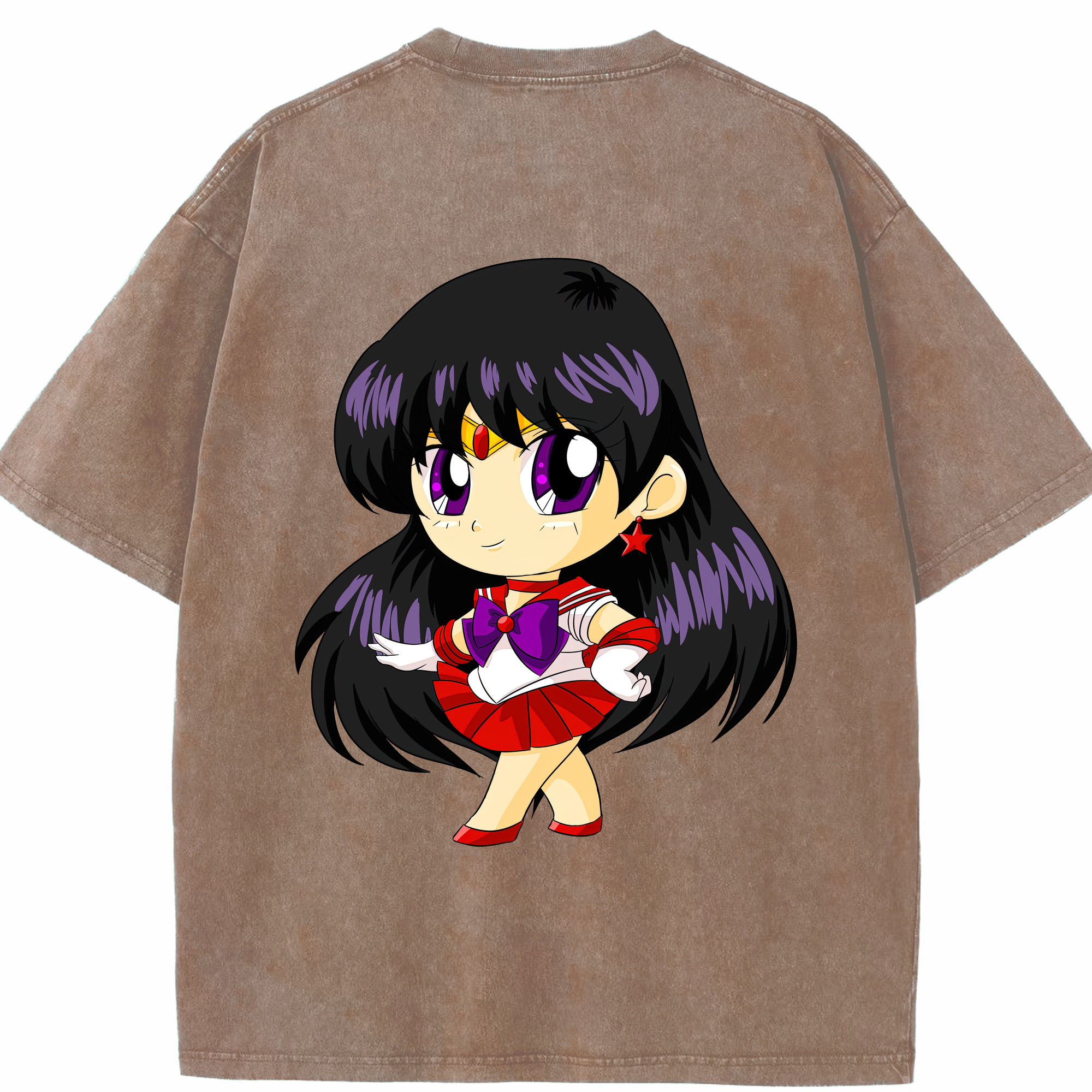 （画像用） 美少女戦士セーラームーン 火野レイ ひの レイ Sailor Moon Hino Rei （セーラーマーズ,Sailor Mars） 綿100% ヴィンテージ風 半袖Tシャツ（背面プリント）