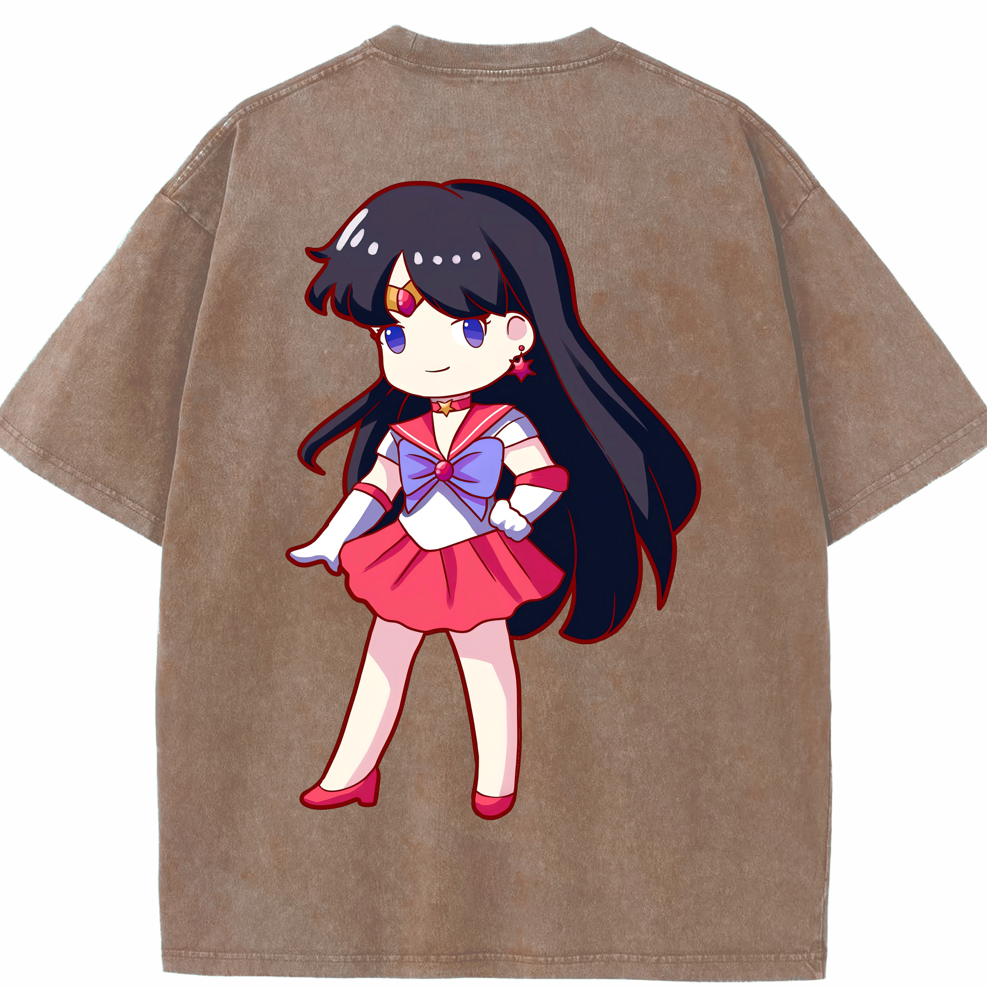 （画像用） 美少女戦士セーラームーン 火野レイ ひの レイ Sailor Moon Hino Rei （セーラーマーズ,Sailor Mars） 綿100% ヴィンテージ風 半袖Tシャツ（背面プリント）