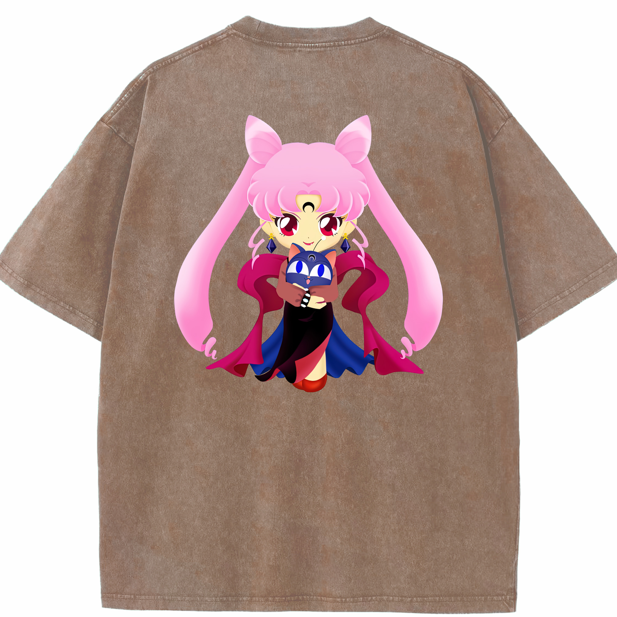 （画像用） 美少女戦士セーラームーン ちびうさ Sailor Moon Chibiusa Tsukino Usagi Small Lady Serenity 綿100% ヴィンテージ風 半袖Tシャツ（背面プリント）