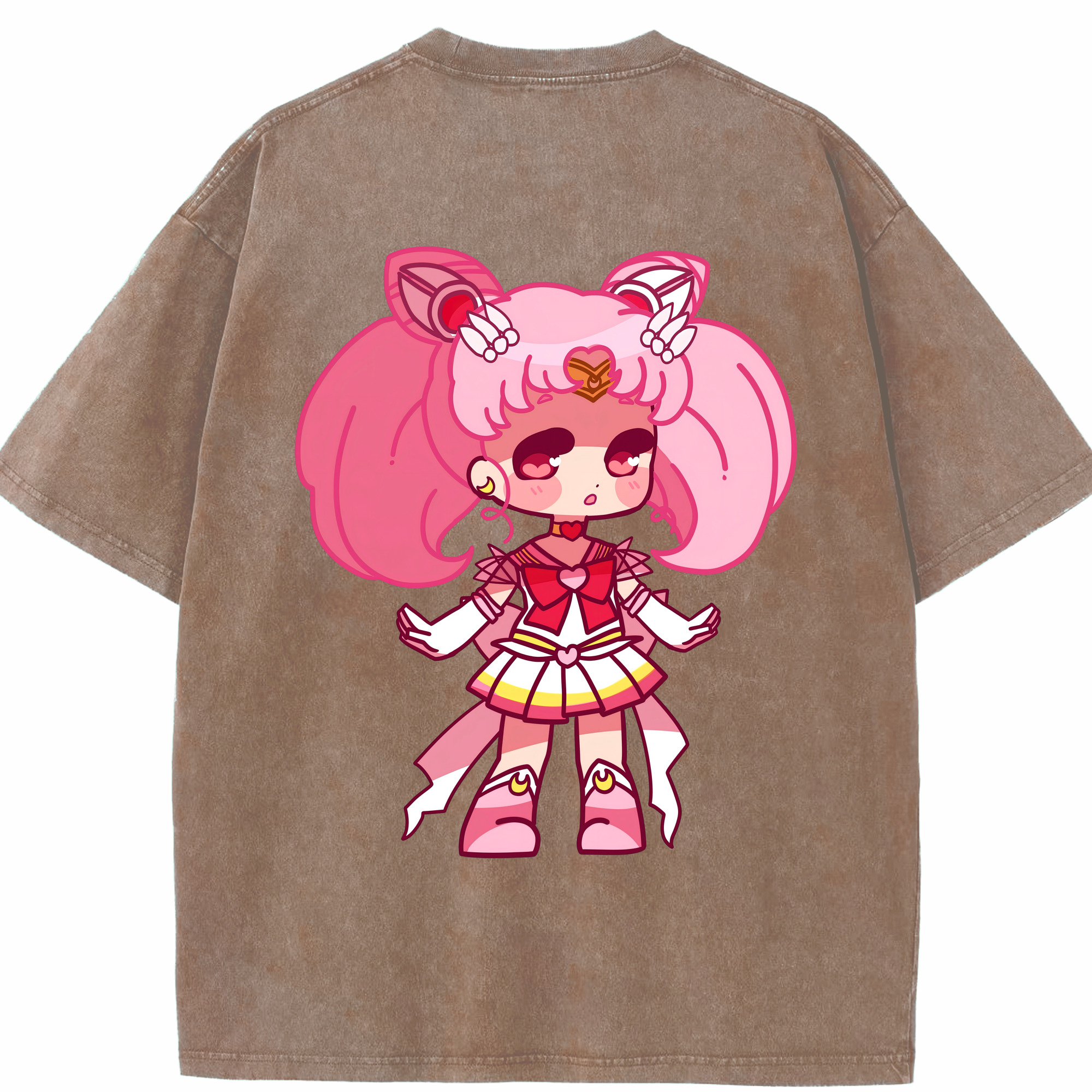 （画像用） 美少女戦士セーラームーン ちびうさ Sailor Moon Chibiusa Tsukino Usagi Small Lady Serenity 綿100% ヴィンテージ風 半袖Tシャツ（背面プリント）