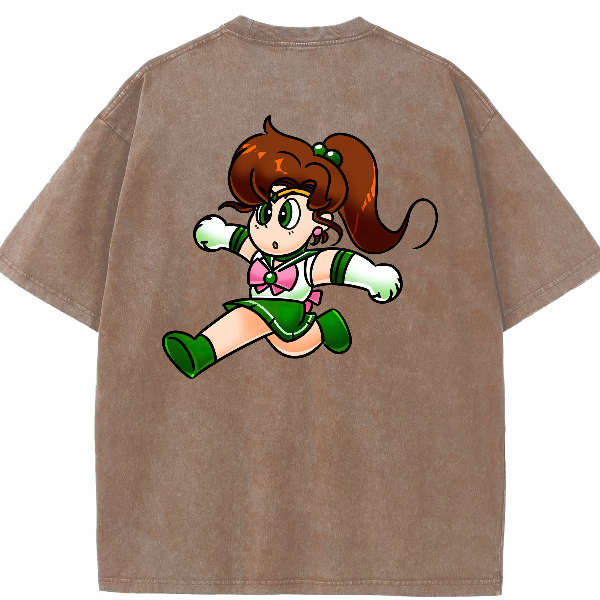 （画像用） 美少女戦士セーラームーン 木野 まこと きの まこと Sailor Moon Kino Makoto （セーラージュピター；Sailor Jupiter） 綿100% ヴィンテージ風 半袖Tシャツ（背面プリント）