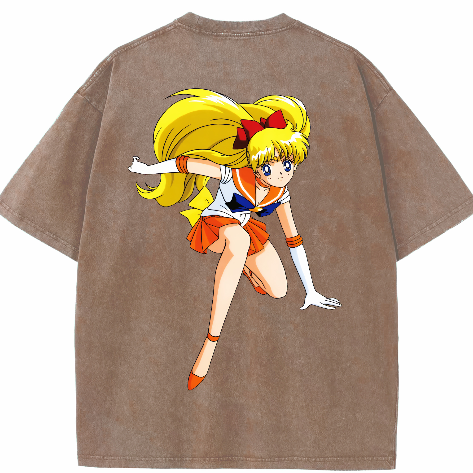 （画像用） 美少女戦士セーラームーン 愛野 美奈子 あいの みなこ Sailor Moon Aino Minako 綿100% ヴィンテージ風 半袖Tシャツ（背面プリント）