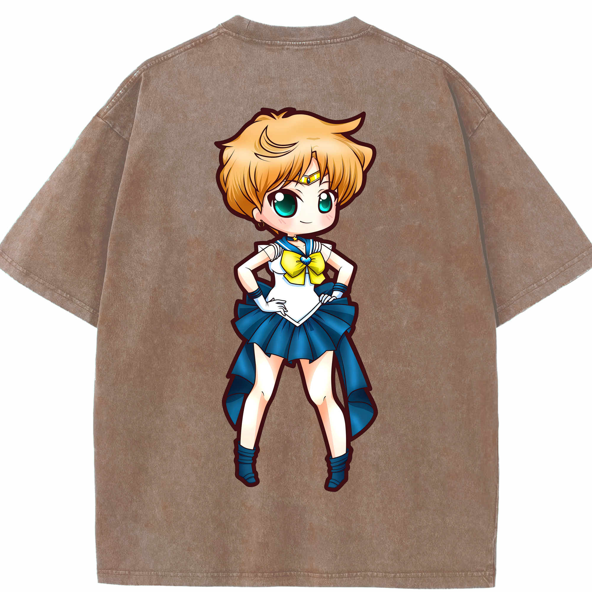 （画像用） 美少女戦士セーラームーン 天王はるか Sailor Moon Tenoh Haruka 綿100% ヴィンテージ風 半袖Tシャツ（背面プリント）