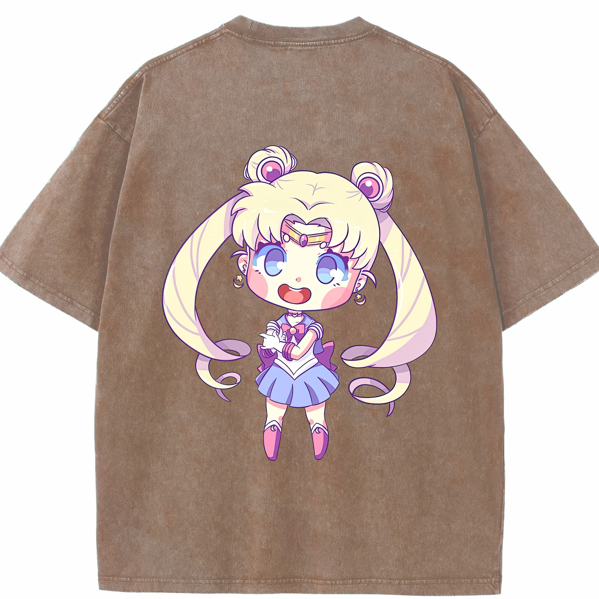 （画像用） 美少女戦士セーラームーン 月野 うさぎ つきの うさぎ Sailor Moon Tsukino Usagi 綿100% ヴィンテージ風 半袖Tシャツ（背面プリント）