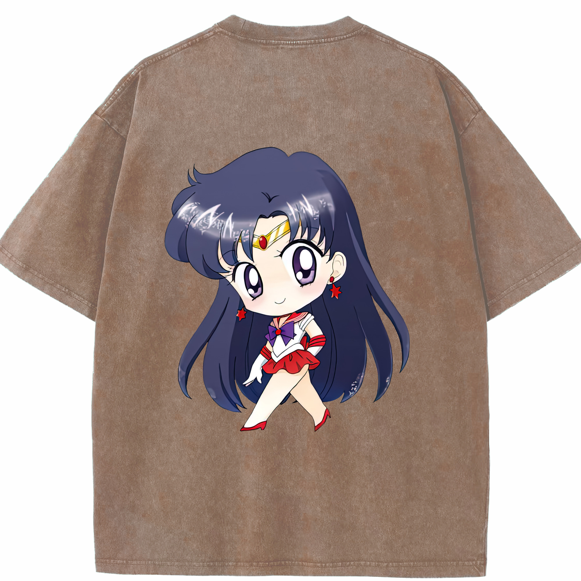 （画像用） 美少女戦士セーラームーン 火野レイ ひの レイ Sailor Moon Hino Rei （セーラーマーズ,Sailor Mars） 綿100% ヴィンテージ風 半袖Tシャツ（背面プリント）