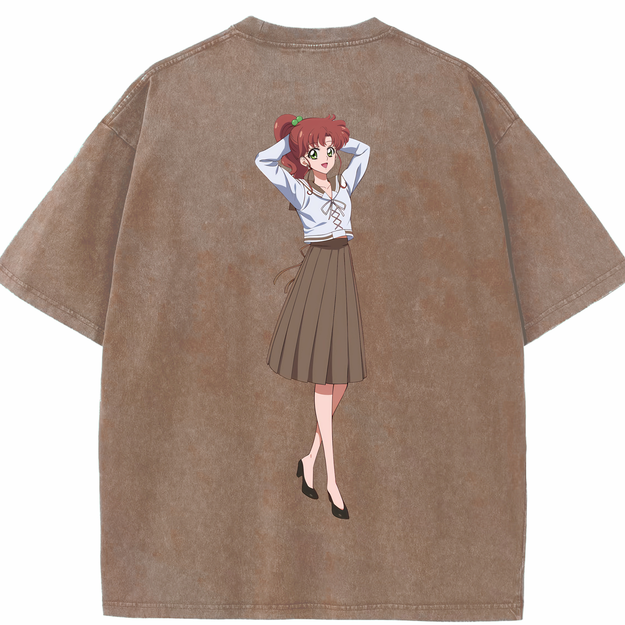 （画像用） 美少女戦士セーラームーン 木野 まこと きの まこと Sailor Moon Kino Makoto （セーラージュピター；Sailor Jupiter） 綿100% ヴィンテージ風 半袖Tシャツ（背面プリント）