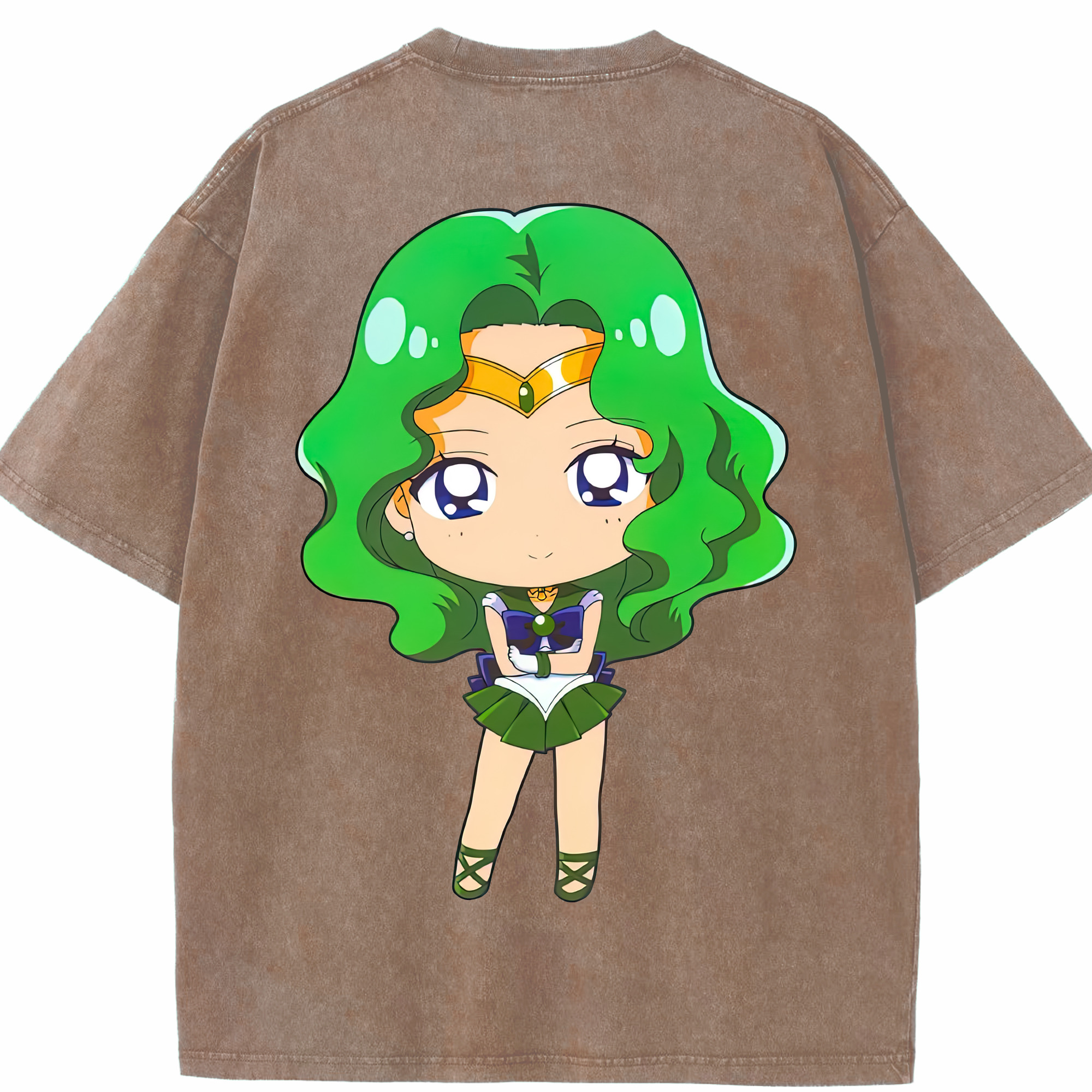 （画像用） 美少女戦士セーラームーン 海王 みちる（かいおう みちる） Sailor Moon Kaiou Michiru 綿100% ヴィンテージ風 半袖Tシャツ（背面プリント）
