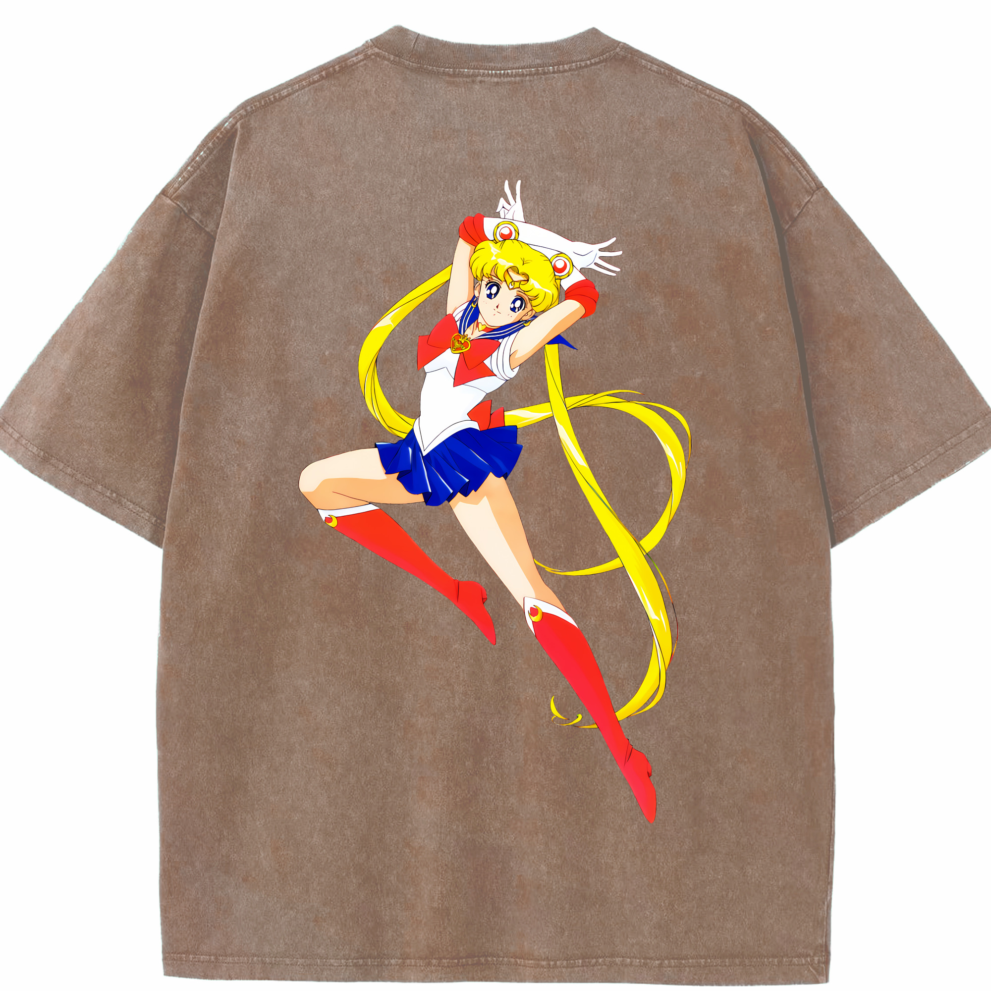 （画像用） 美少女戦士セーラームーン 月野 うさぎ つきの うさぎ Sailor Moon Tsukino Usagi 綿100% ヴィンテージ風 半袖Tシャツ（背面プリント）