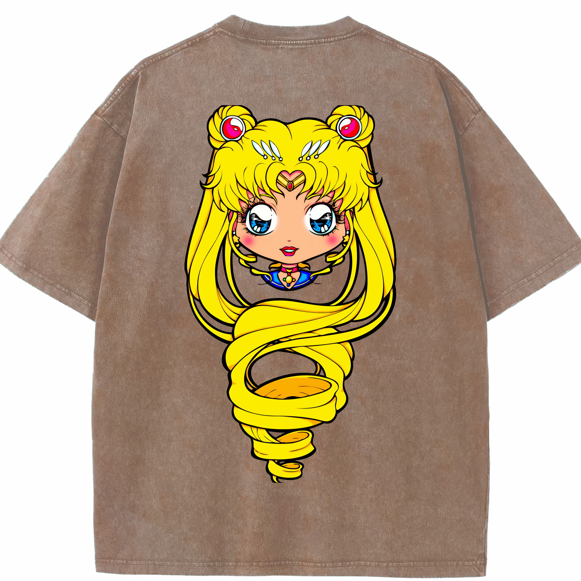 （画像用） 美少女戦士セーラームーン 月野 うさぎ つきの うさぎ Sailor Moon Tsukino Usagi 綿100% ヴィンテージ風 半袖Tシャツ（背面プリント）