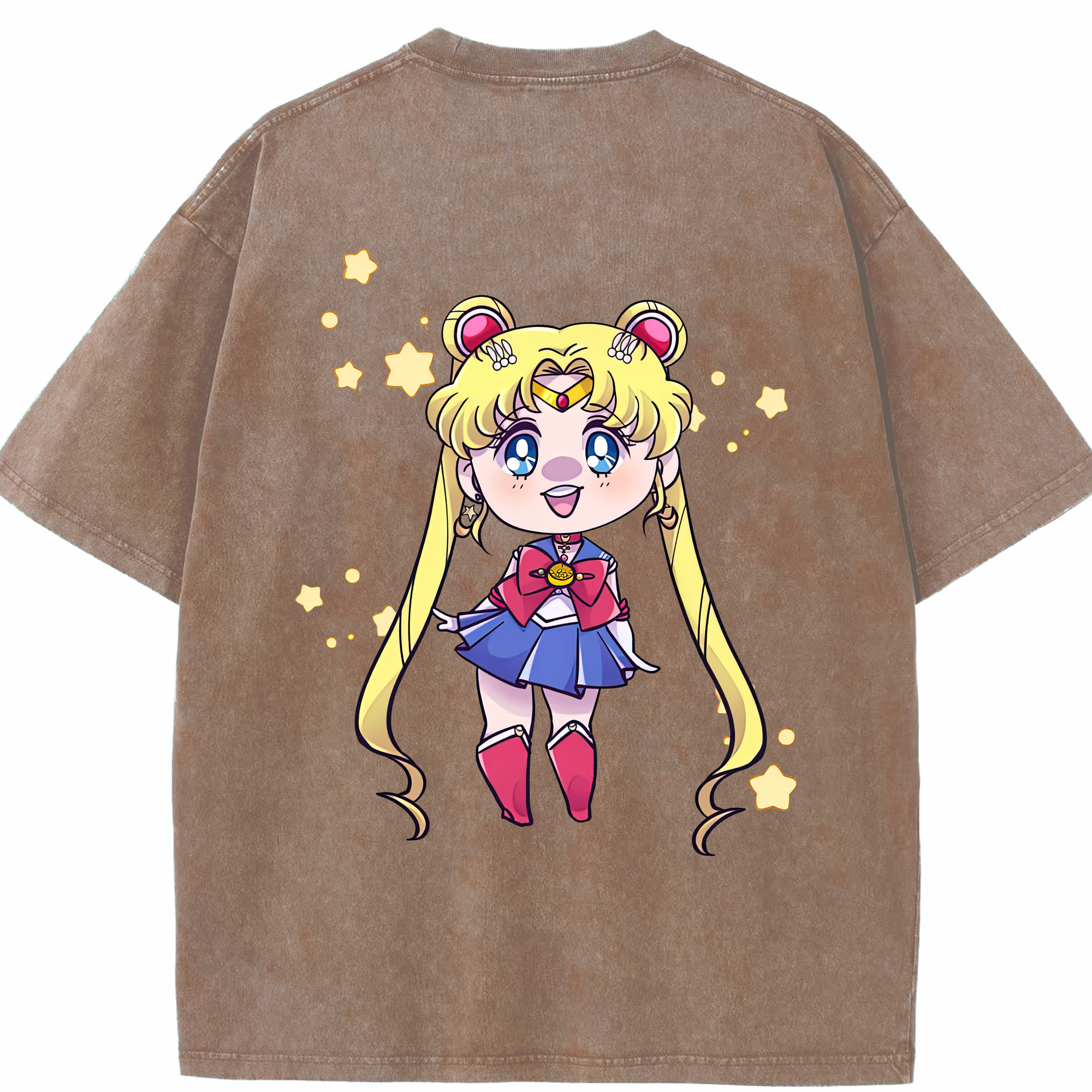 （画像用） 美少女戦士セーラームーン 月野 うさぎ つきの うさぎ Sailor Moon Tsukino Usagi 綿100% ヴィンテージ風 半袖Tシャツ（背面プリント）